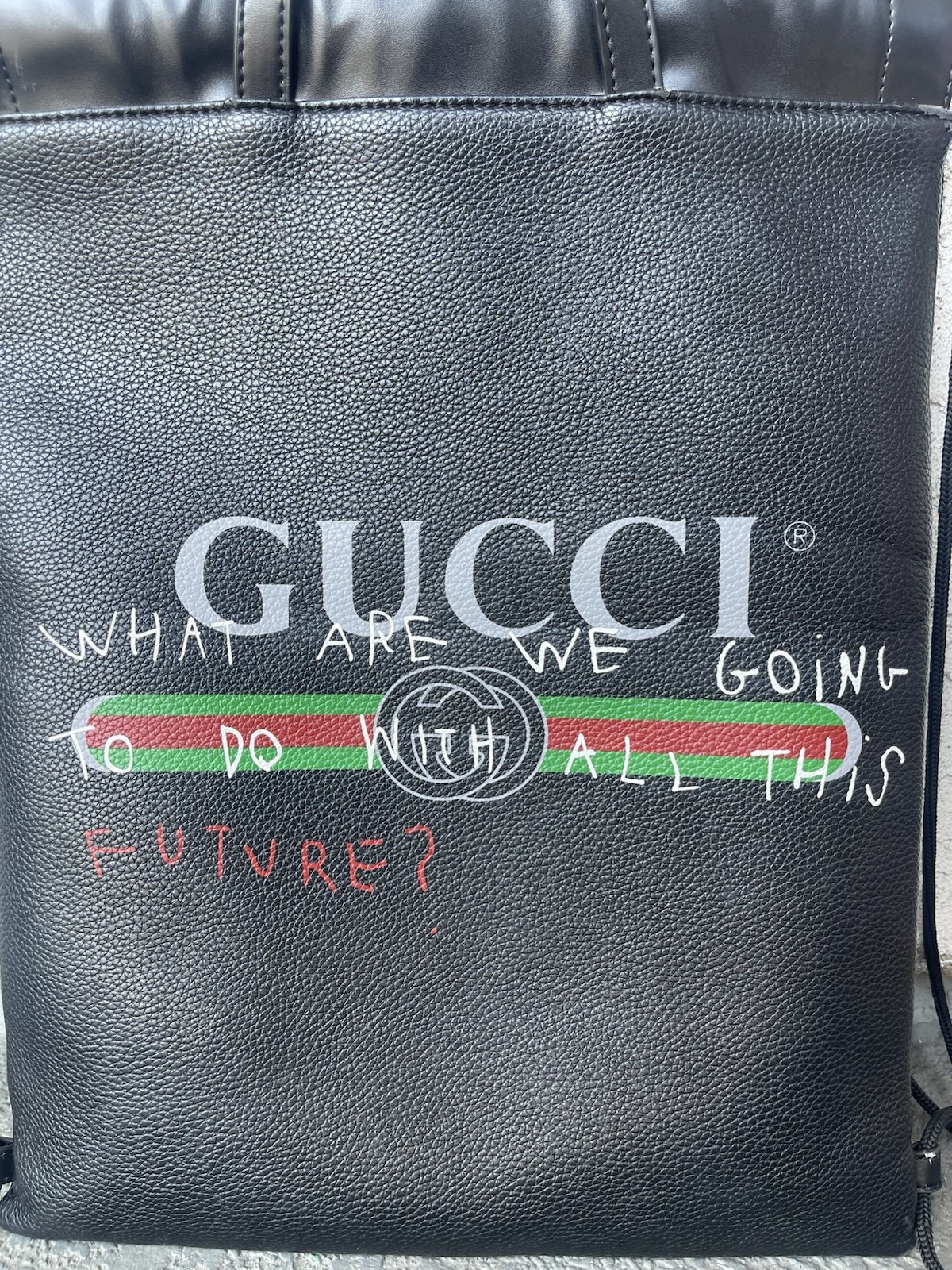 GUCCI x Coco Capitán Logo Leather Drawstring Backpack