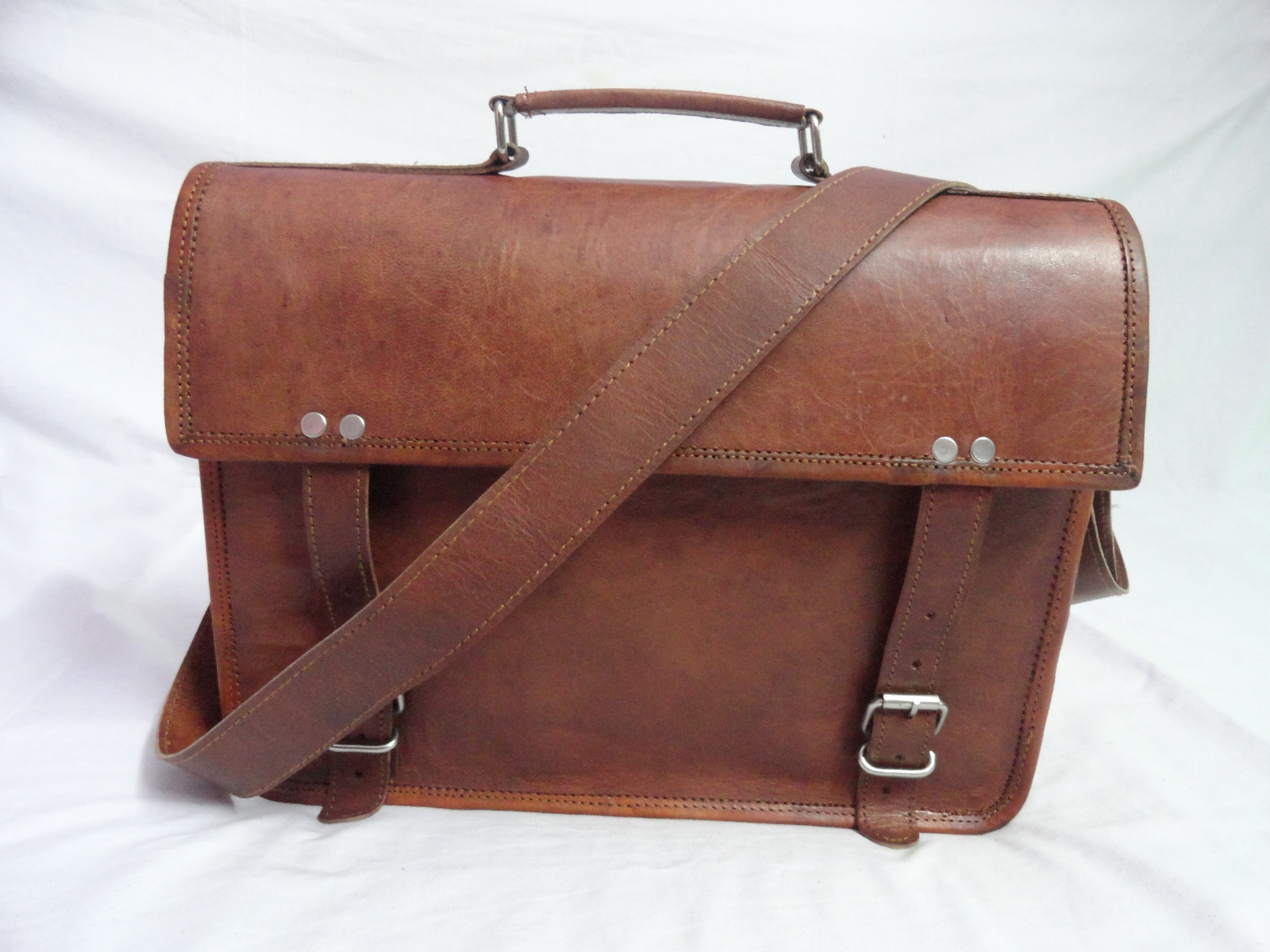 14 In Leather Messenger Bag Office Satchel Laptop Briefcase School Crossbody Bag