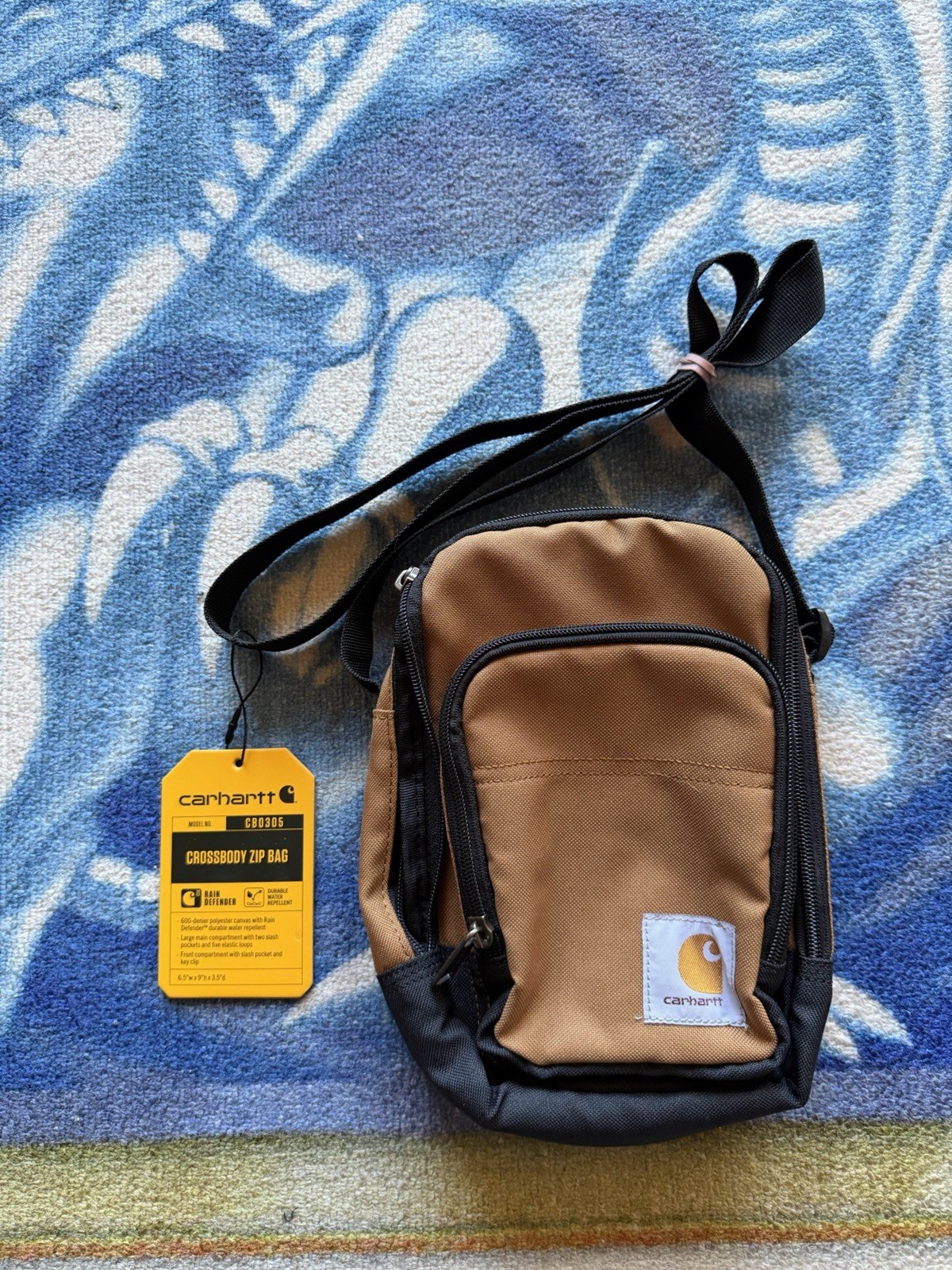 NWT Carhartt Men’s Sling Bag Sling Crossbody Backpack Side Bag Brown Tan Zipper
