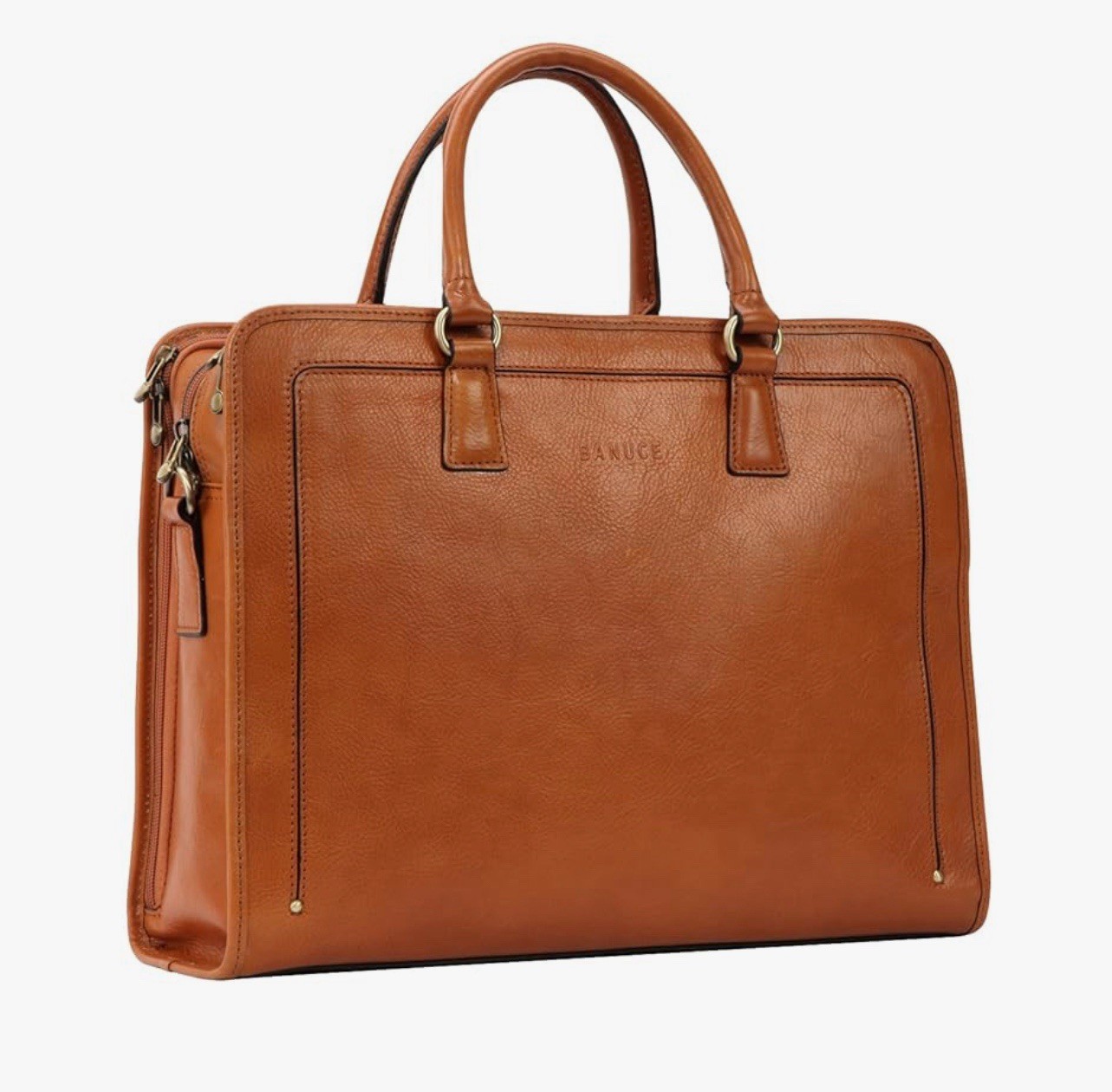 Banuce Genuine Full Grains Italian Leather Briefcase Women / Men Laptop Bag NEW