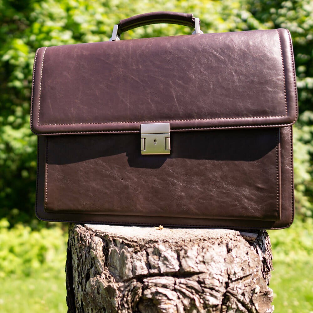 Vegan Faux Leather Executive Briefcase – Great Gift!