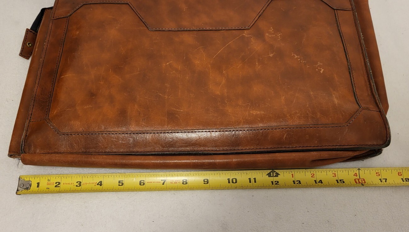 Vintage SCHLESINGER BROTHERS Briefcase Ranch Hide Brown Leather