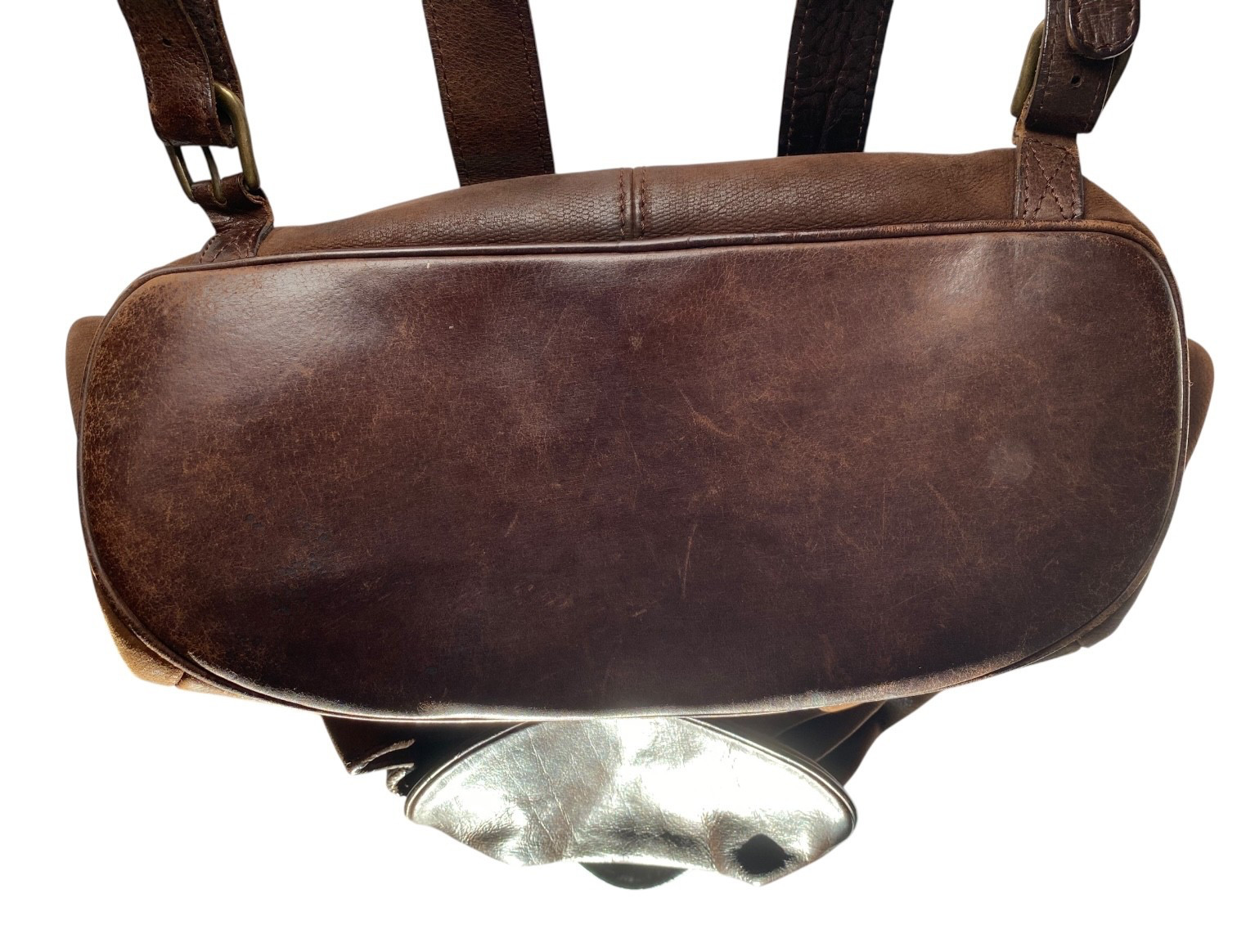 Unisex Leather Backpack Rugged Unisex Brown Vtg Classic Timeless Drawstring