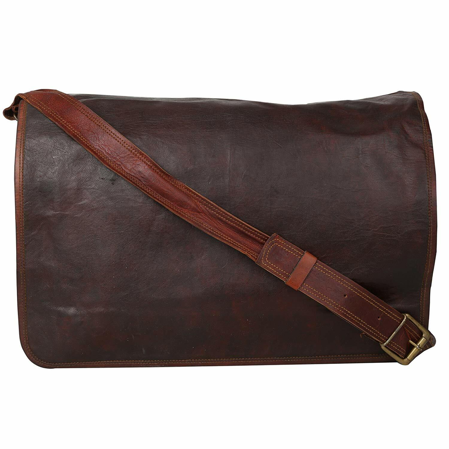 Men’s USA Made Vintage Leather Satchel Messenger Laptop Briefcase Handmade Bag