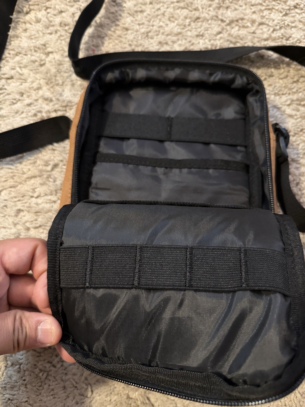 Carhartt Crossbody Zip Bag Small Brown/Black Adjustable Strap Sling