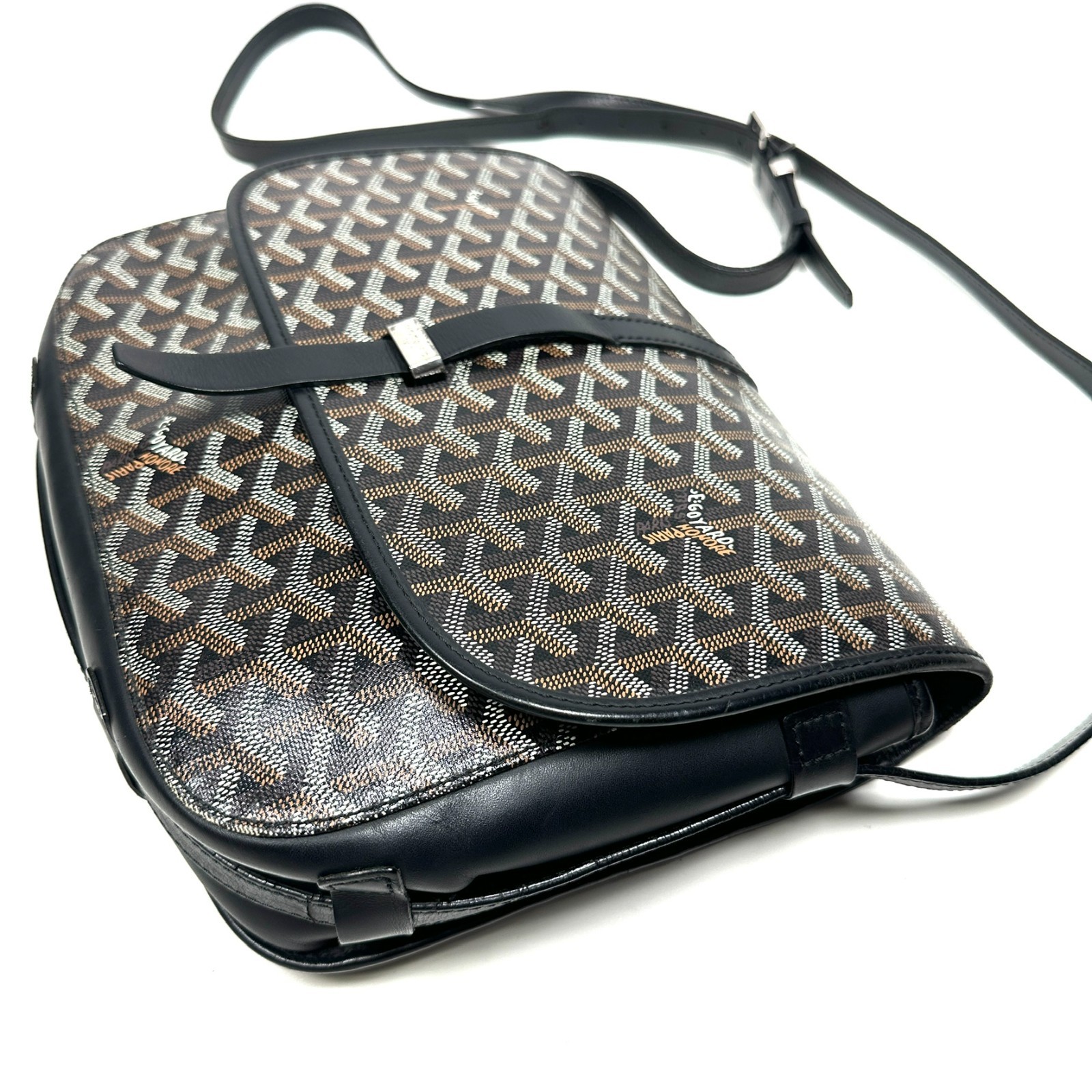 Authentic◇GOYARD Belvedere MM Shoulder Bag Herringbone Print Black Men’s