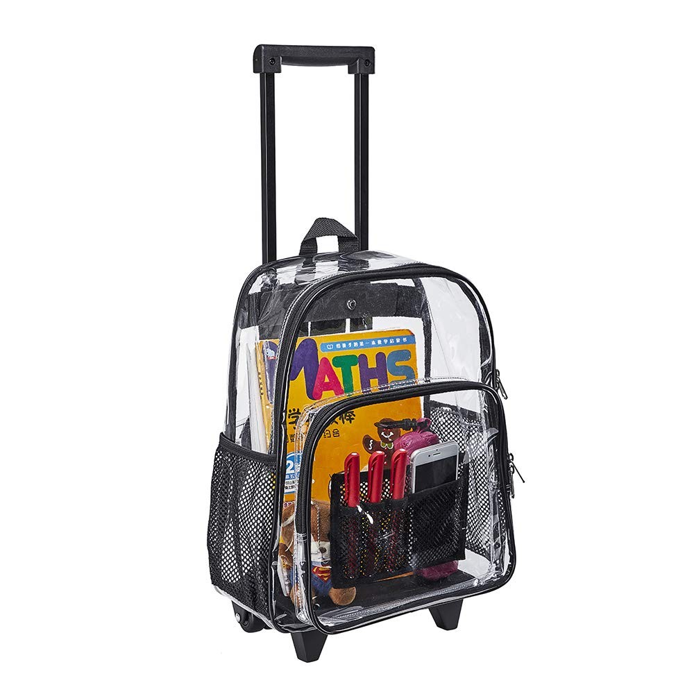 Rolling Clear Backpack, Heavy Duty Cold-Resistant Security Transparent PVC Ba…