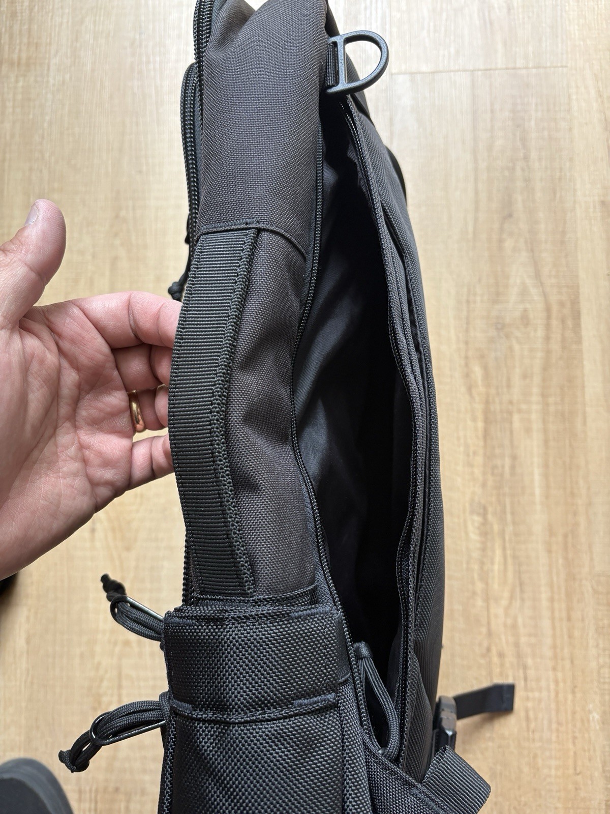 Topo Designs Global Travel Bag 30L Backpack, Black/Black W/ AirTag Holder