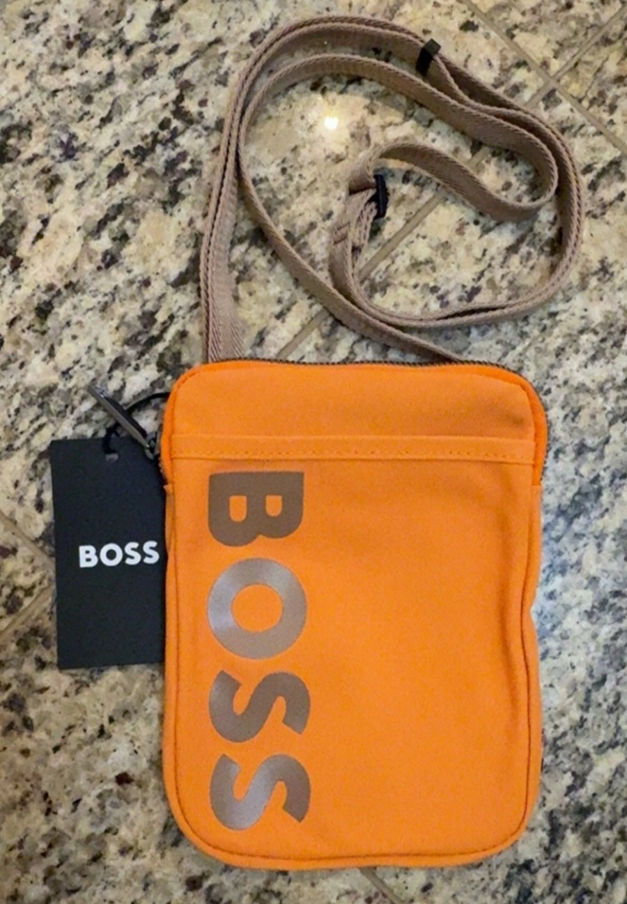 HUGO BOSS Catch Phone Pouch Shoulder Crossbody Bag Orange AUTHENTIC NEW