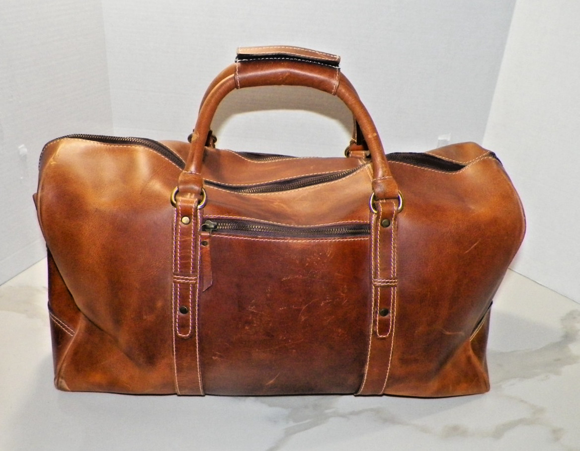 AARON LEATHER GOODS ZIP TOP DUFFLE BAG 20″
