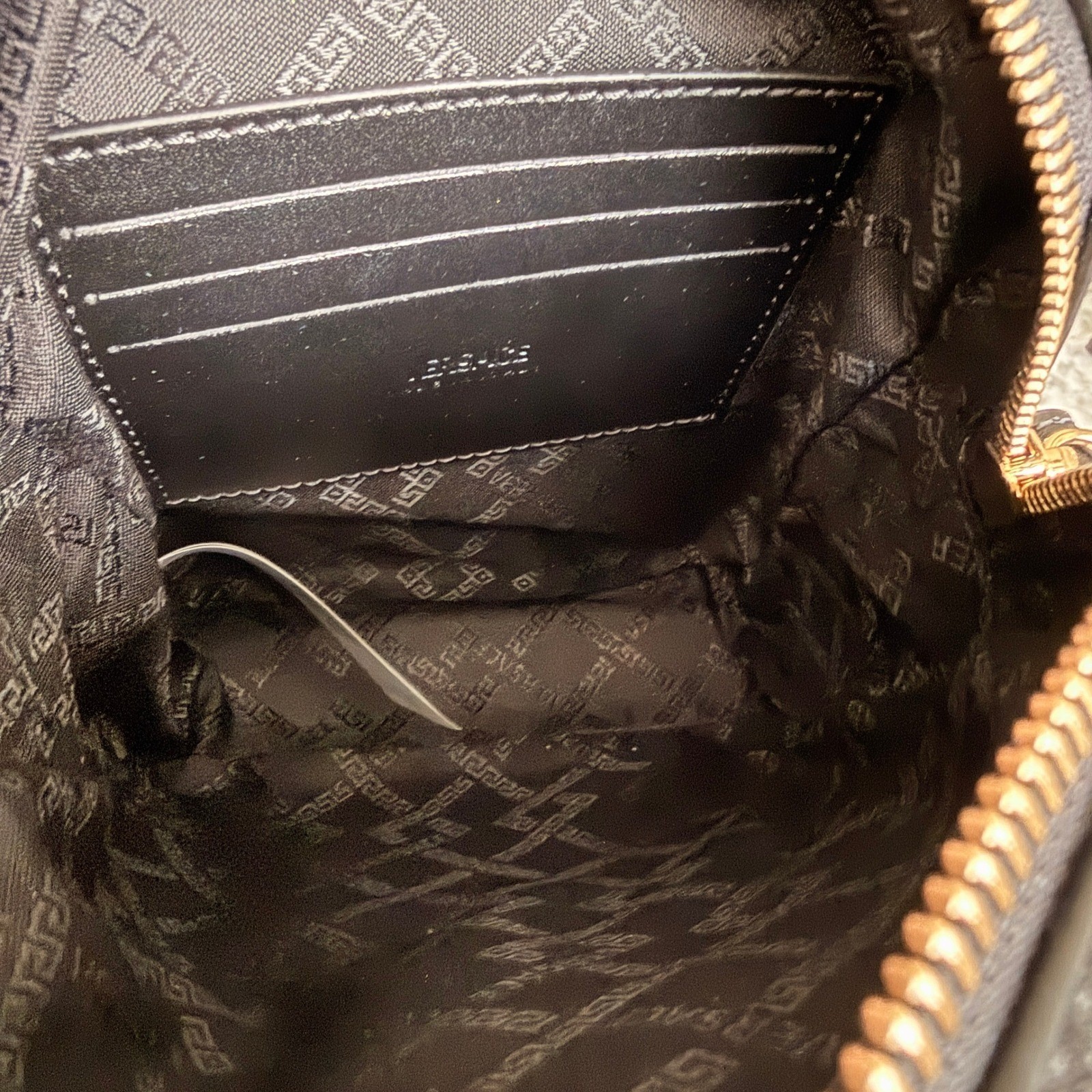 Versace 1020736 Black Leather Greca Crossbody Messenger Bag Gold Logo