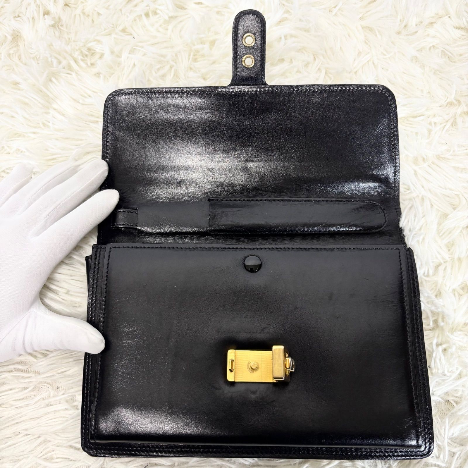 BALLY Clutch Bag Multiple Compartments High Functionality Leather 18x24x4cm