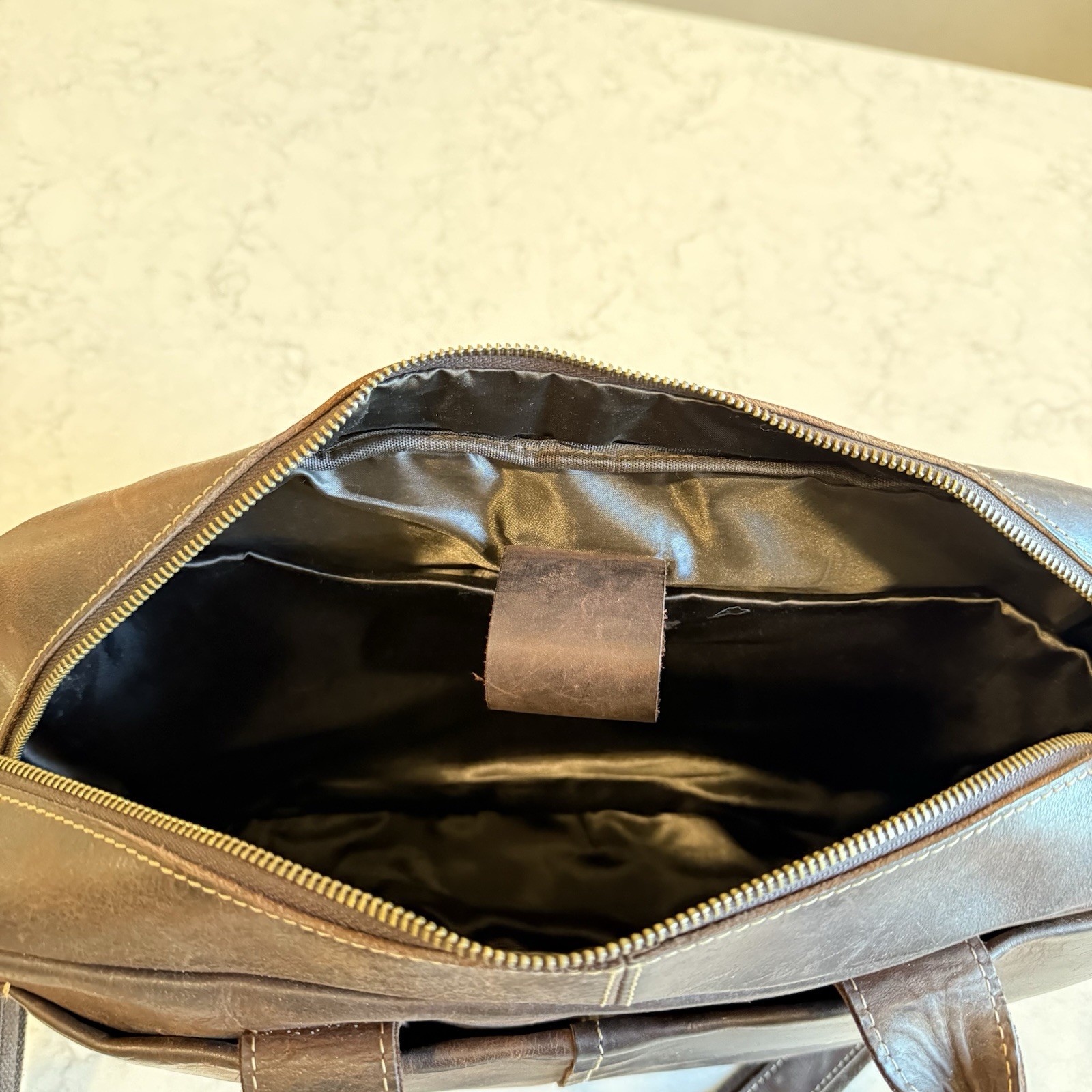 Full Grain Leather Laptop Briefcase 16 x 12 x 4” Messenger Bag Tote Satchel