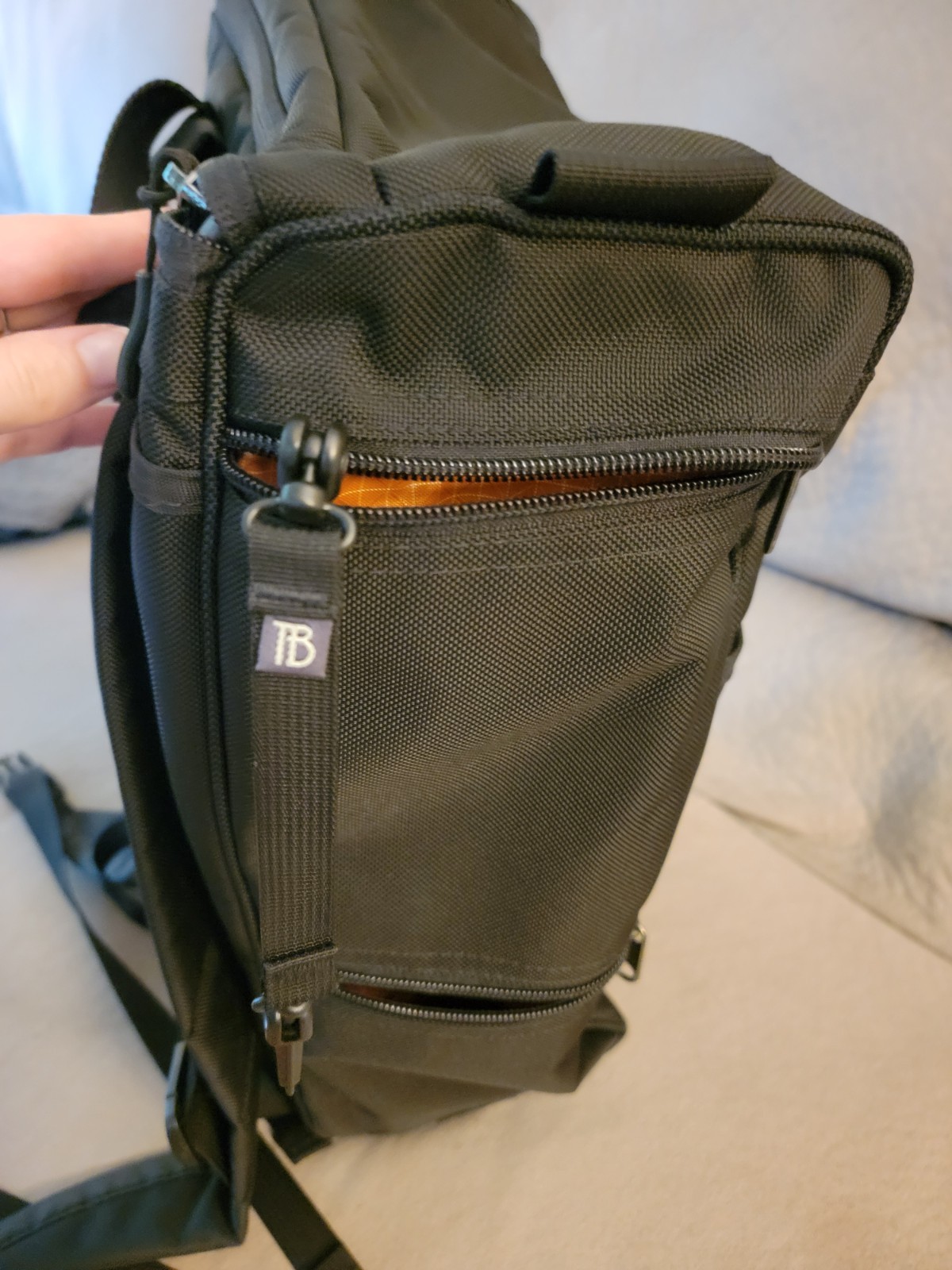 TOM BIHN Cambiata, 21L Daypack, Black Ballistic Colorway, Good for Travel & EDC