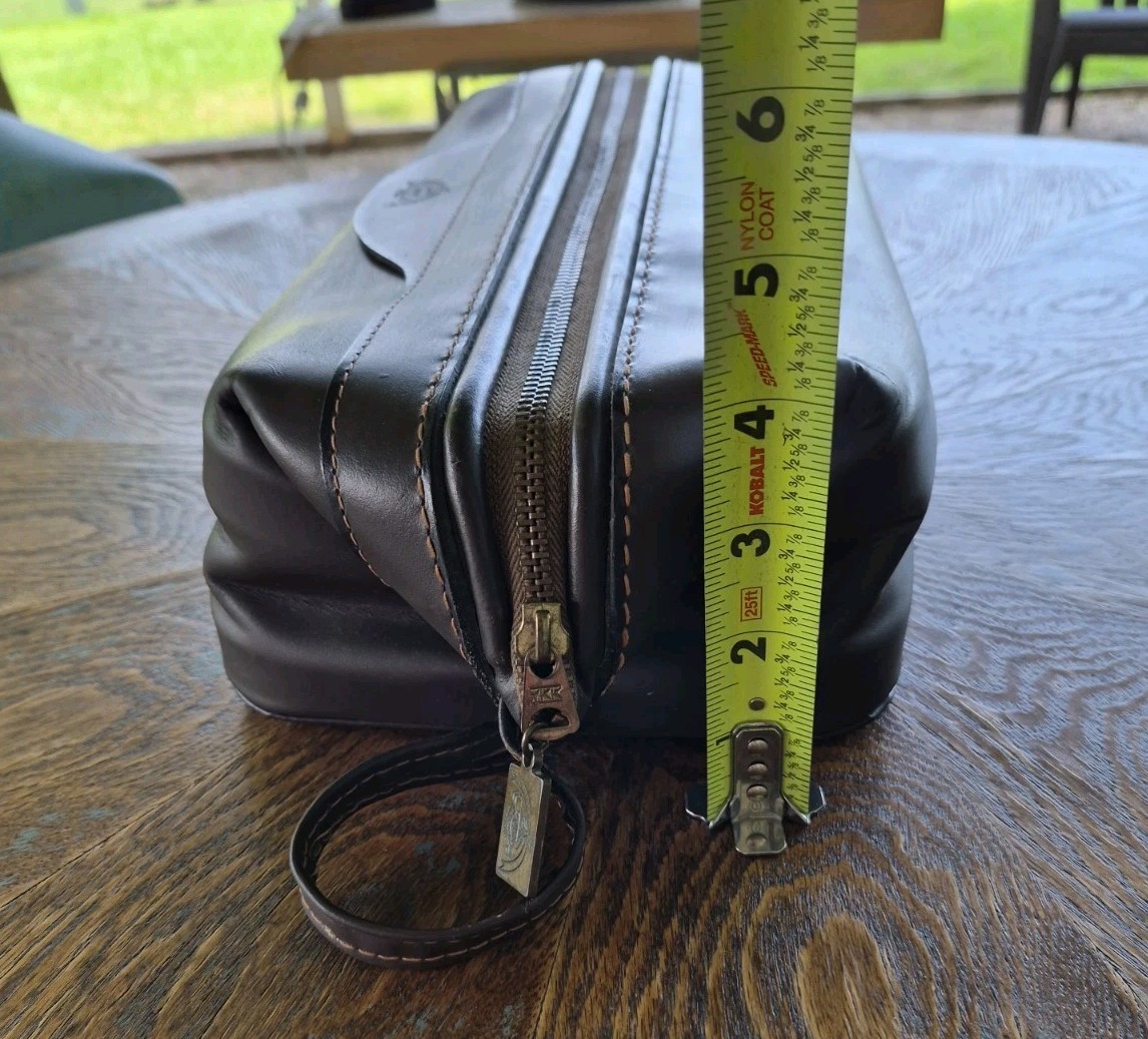 Vintage Buxton Leather Dopp Kit Dark Brown Shaving Toiletry Travel Bag