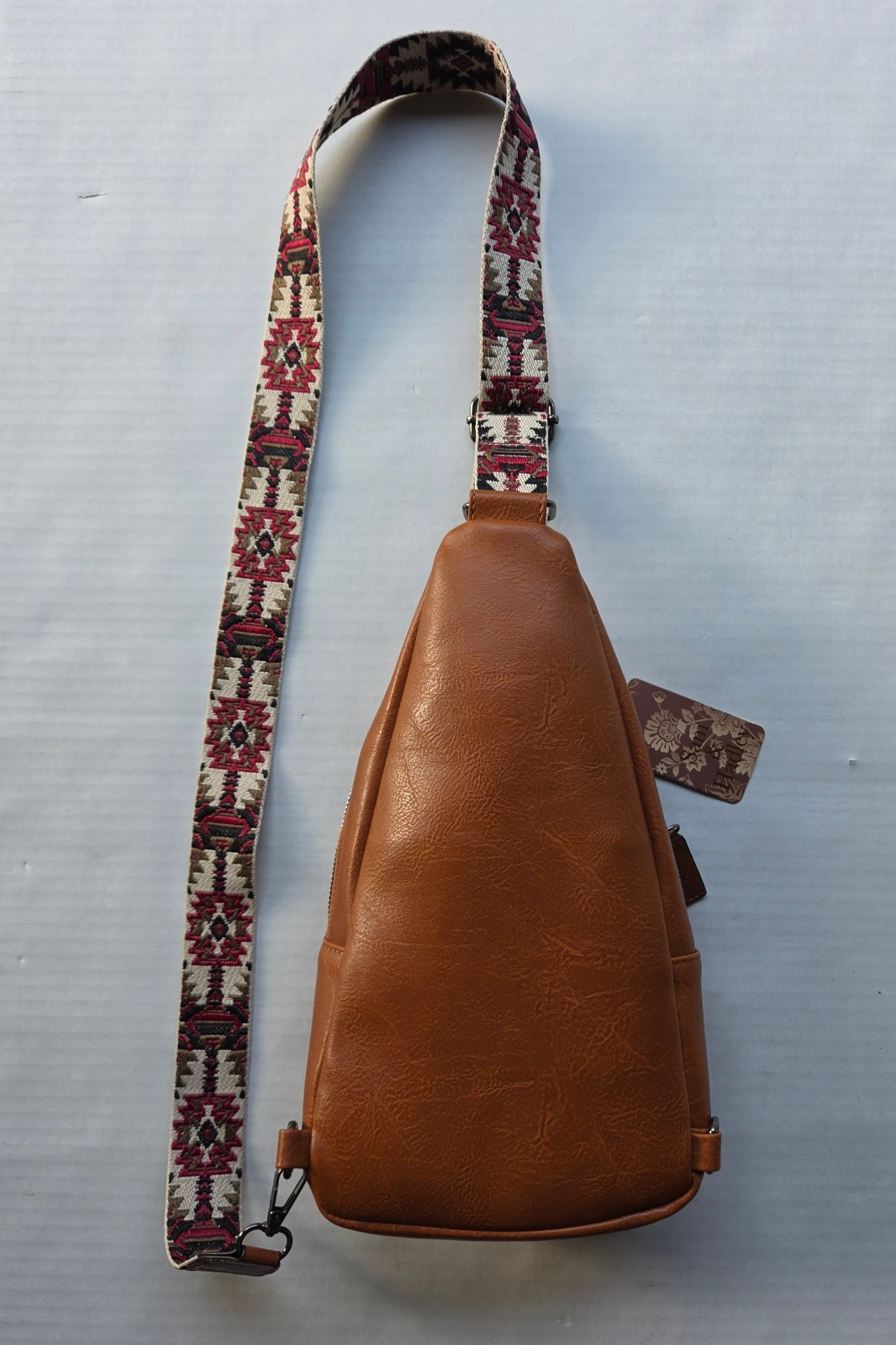 Sam & Hadley Western Cognac Color Crossbody Sling Bag with Studded Accent