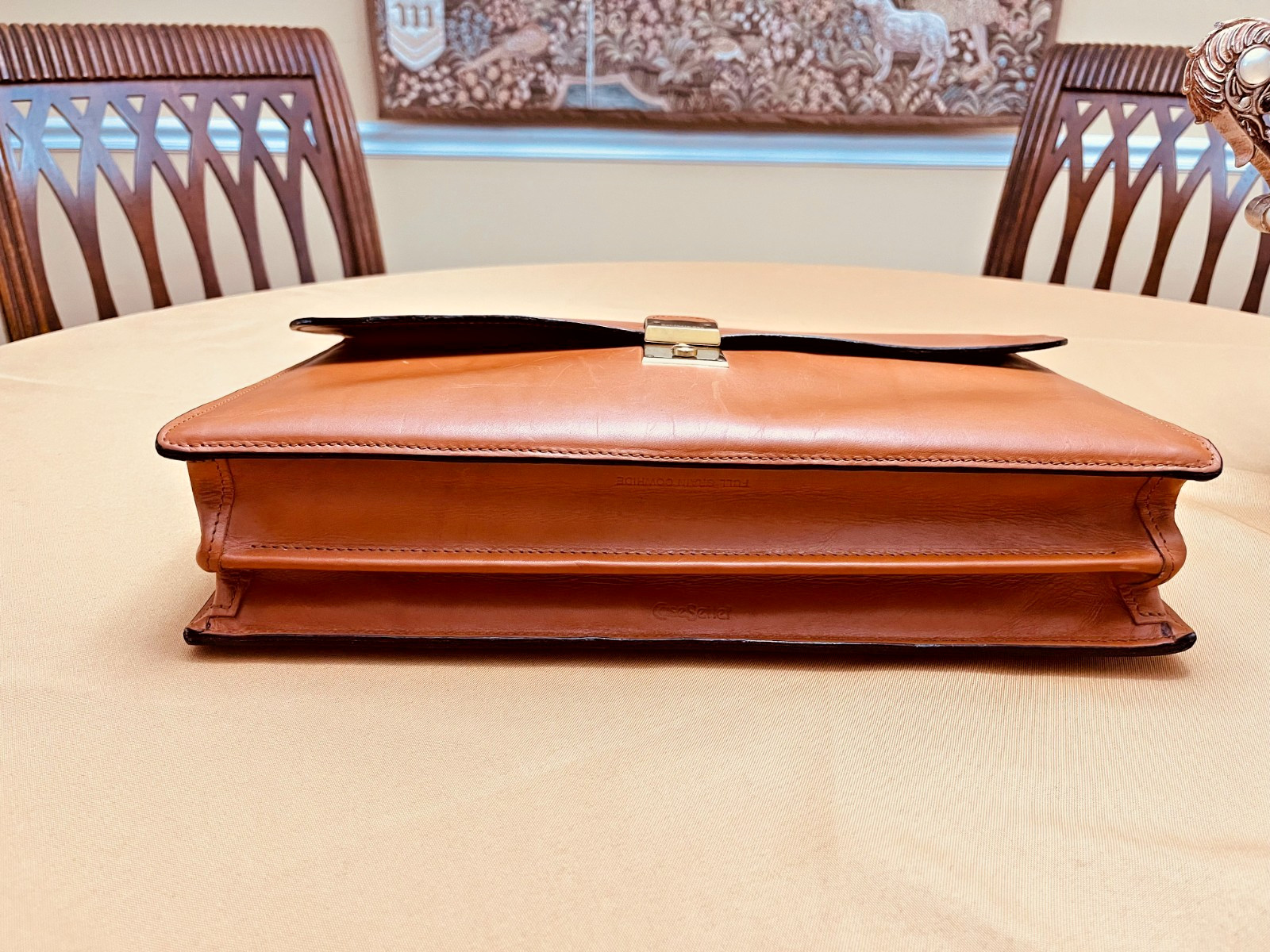 SCHLESINGER BROTHERS English Tan Heavy Leather Briefcase / Lawyer Bag – USA