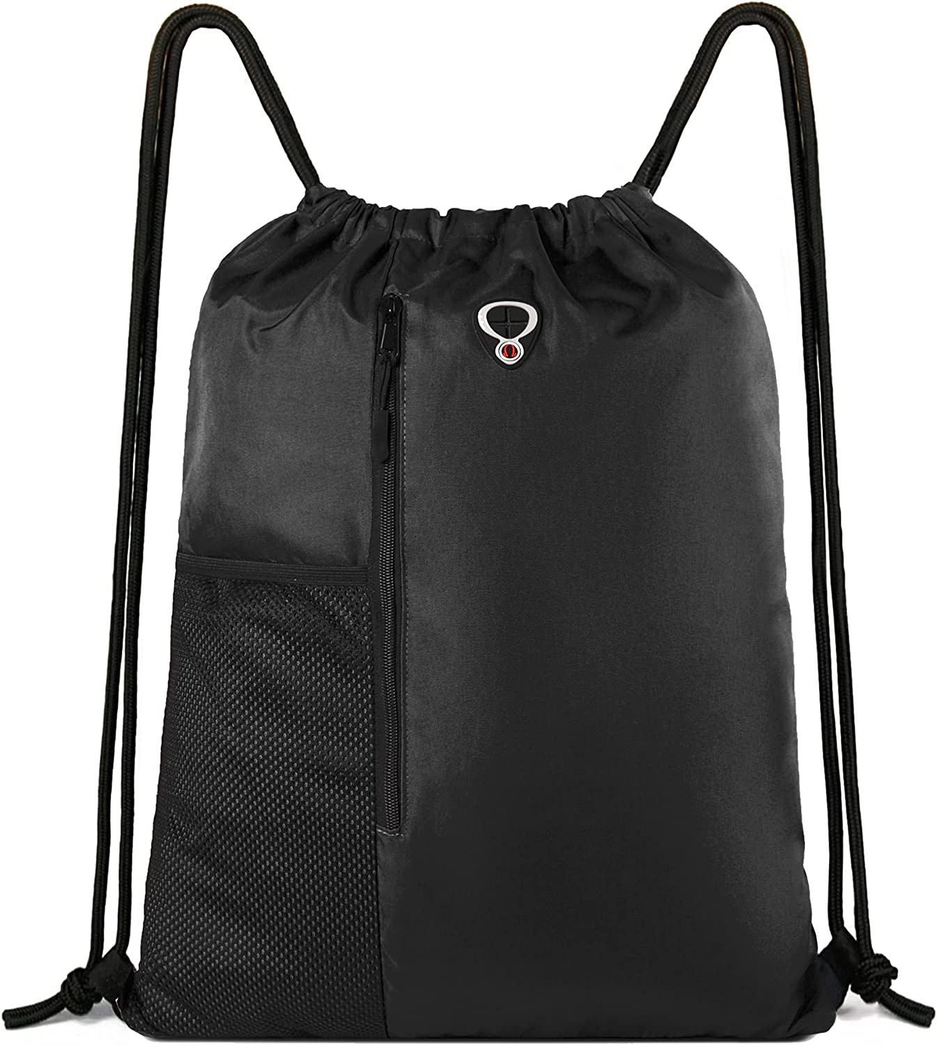 Black Drawstring Backpack Gym Bag for Men Women String Sports Backpack with Wate