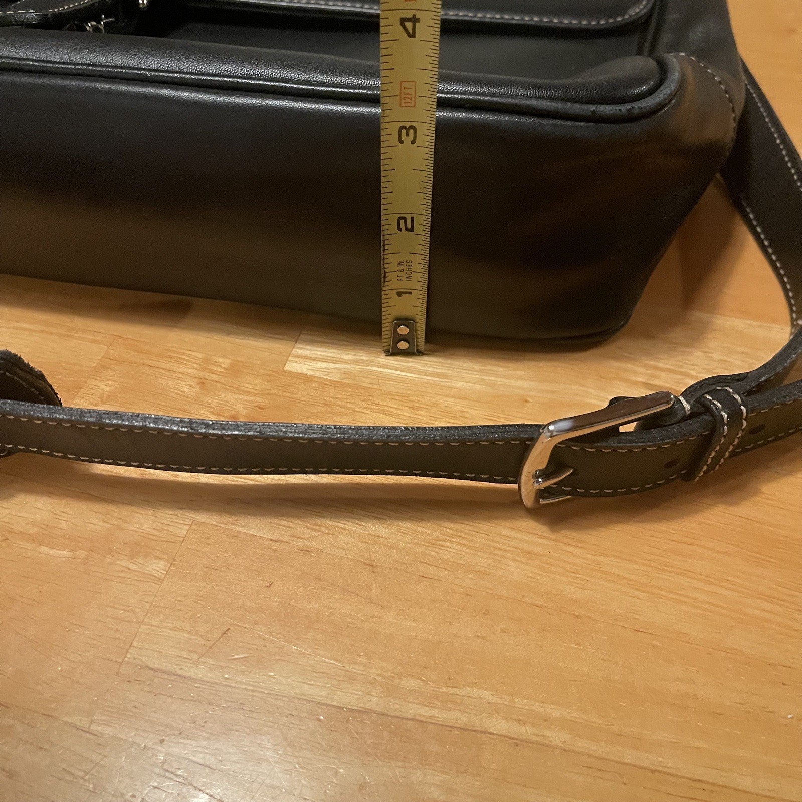 COACH Black Leather Briefcase Laptop Messenger Bag Single Handle w/ Strap VTG
