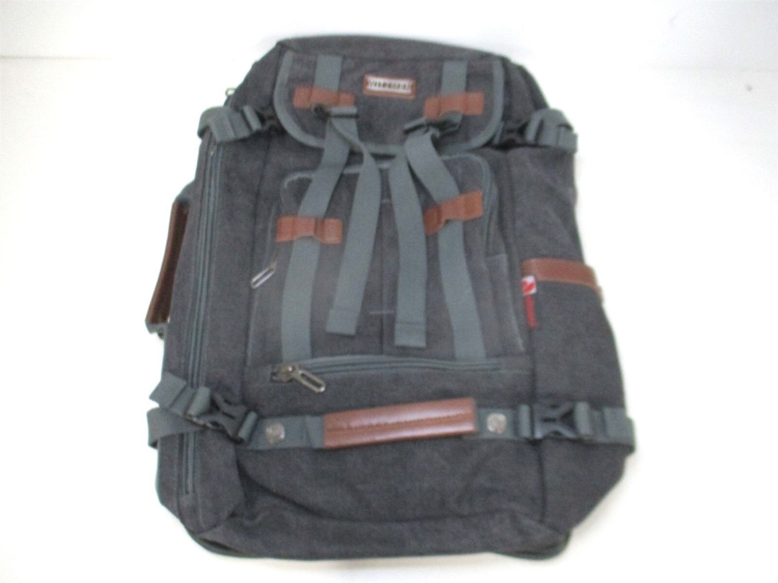 Witzman 100% Polyester 22 Inch Gray Classic Vintage Travel Laptop Backpack