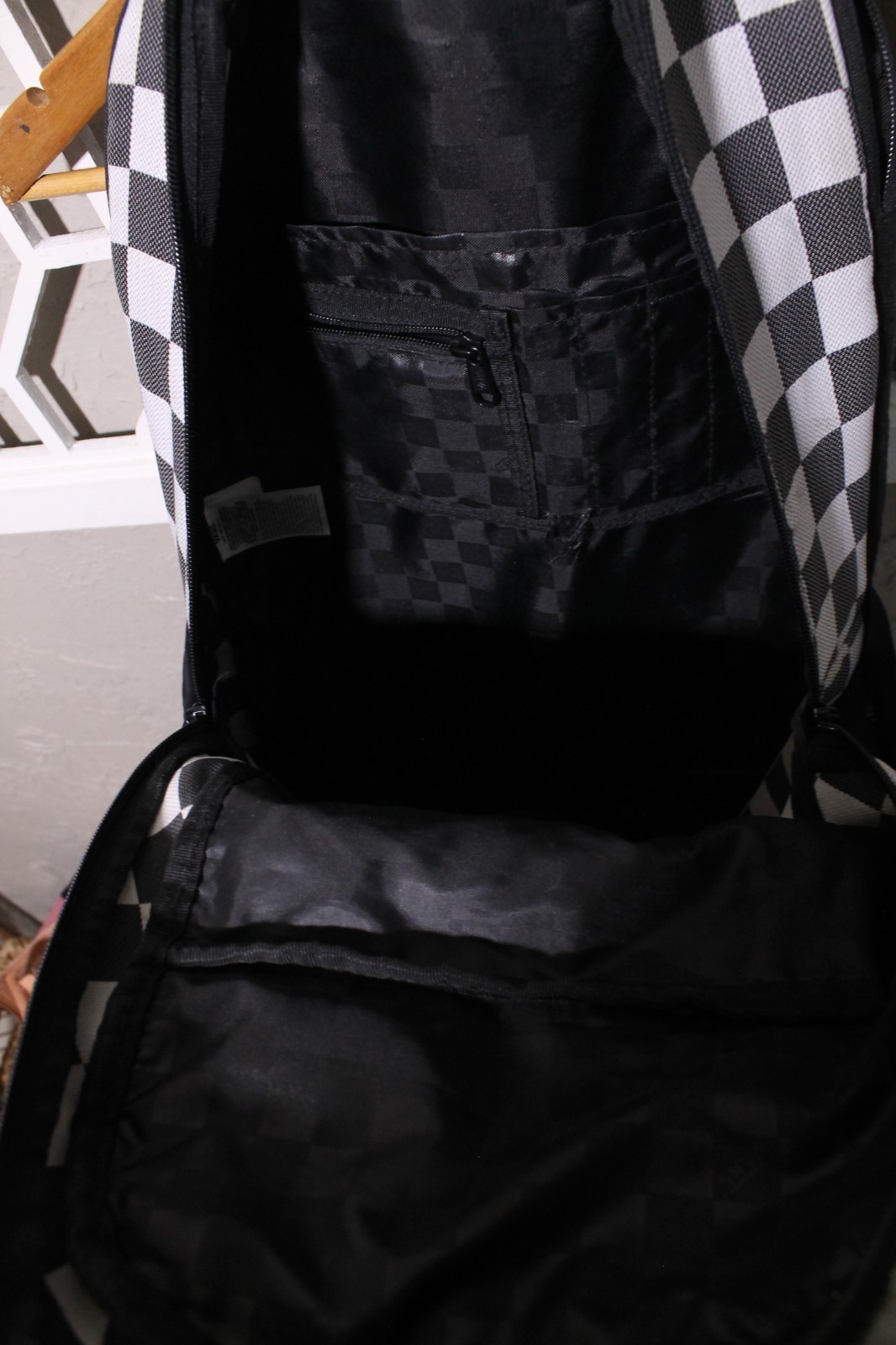 Vans Off the Wall Backpack Black White Book Bag College Checkerboard 19x12x7