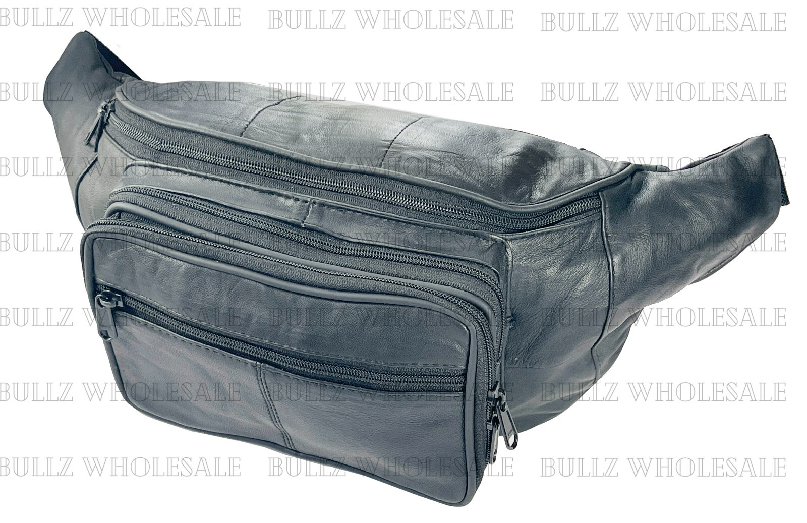 Bullz Lambskin Leather Large Fanny Pack Travel Organizer Waist Bag