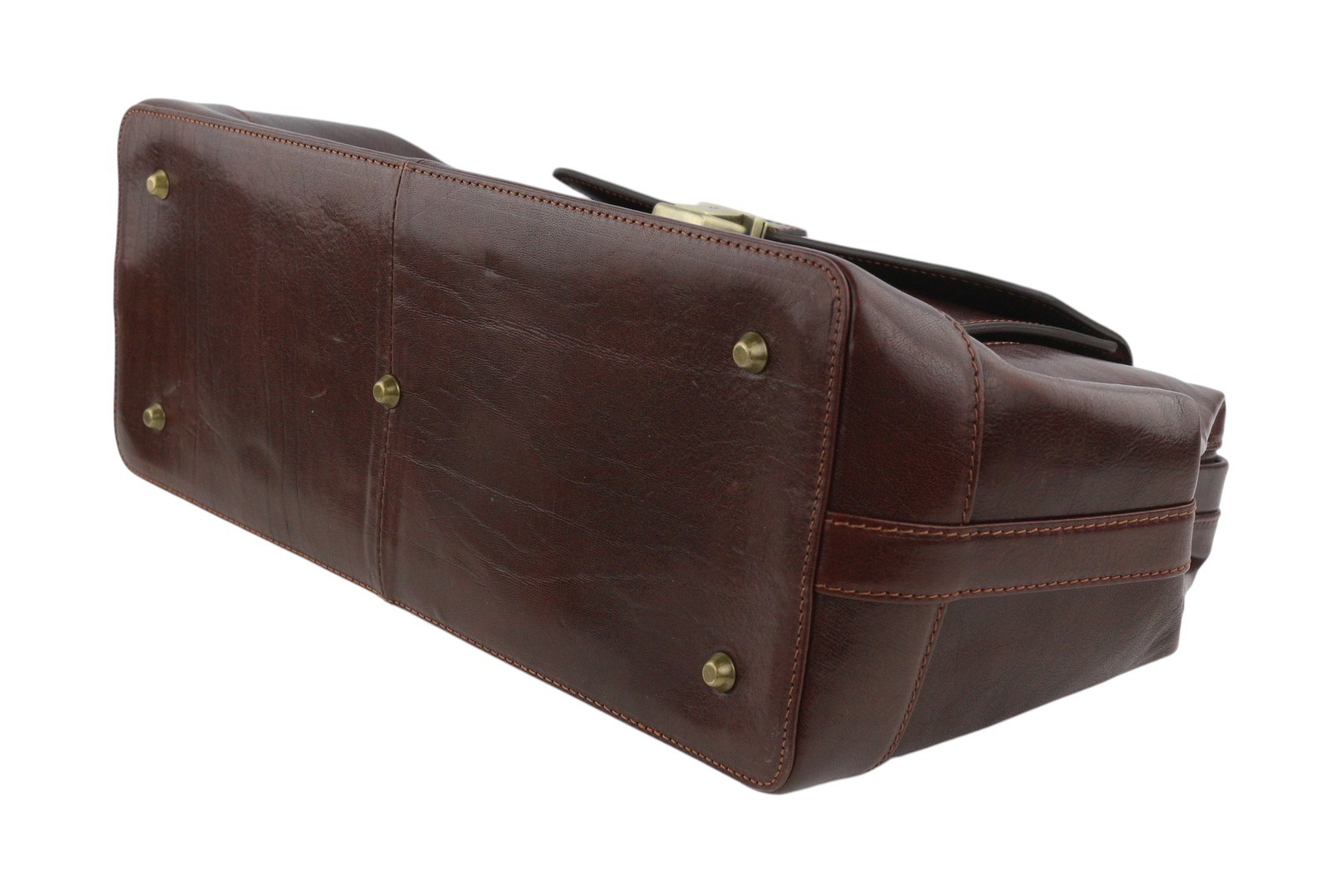 TIME RESISTANCE Hamlet Men Bag OS Brown Large Italian Leather Doctor RRP350