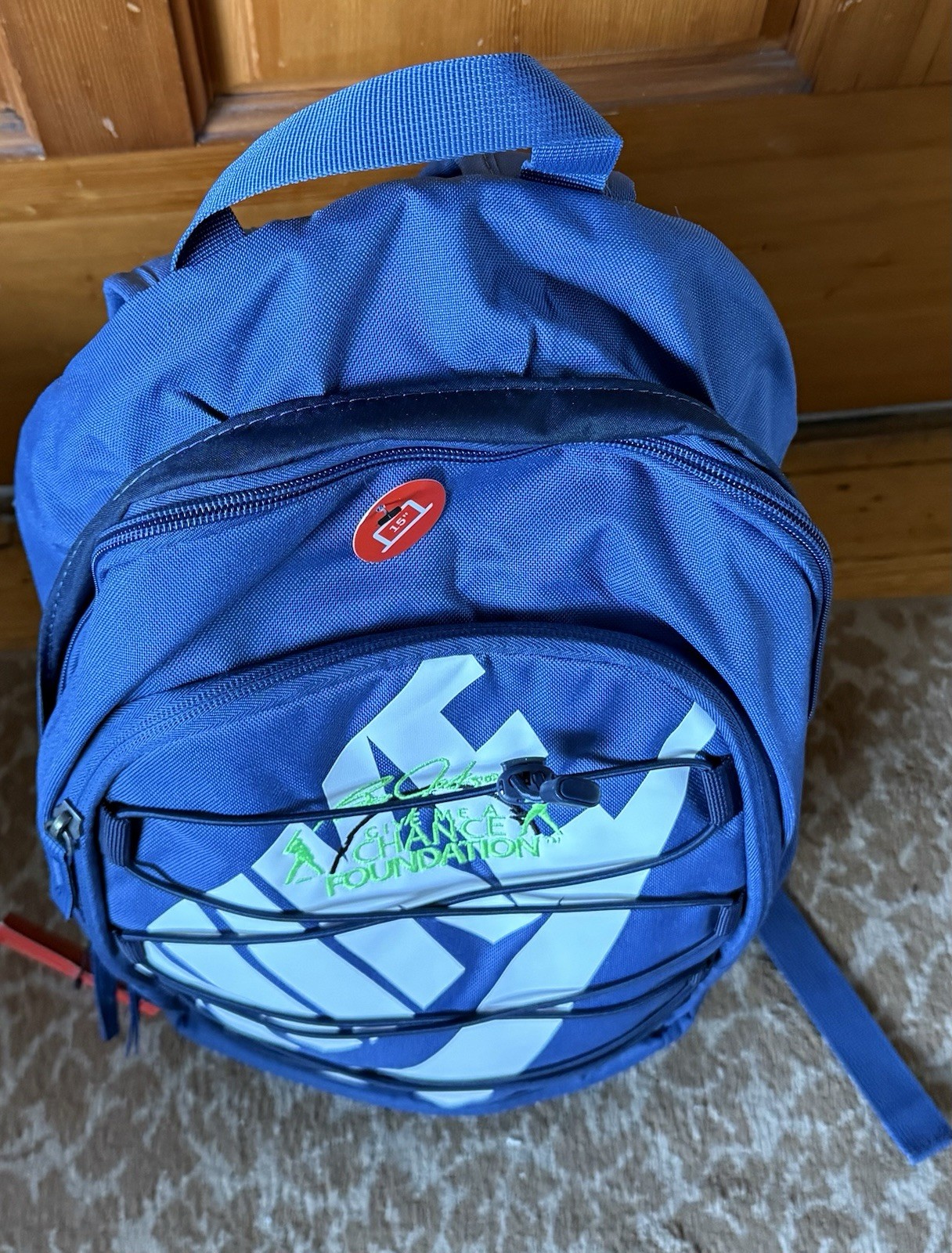 NWT $55 Nike Backpack Bag 15” blue Poly Bo Jackson Give Me A Chance Found. logo