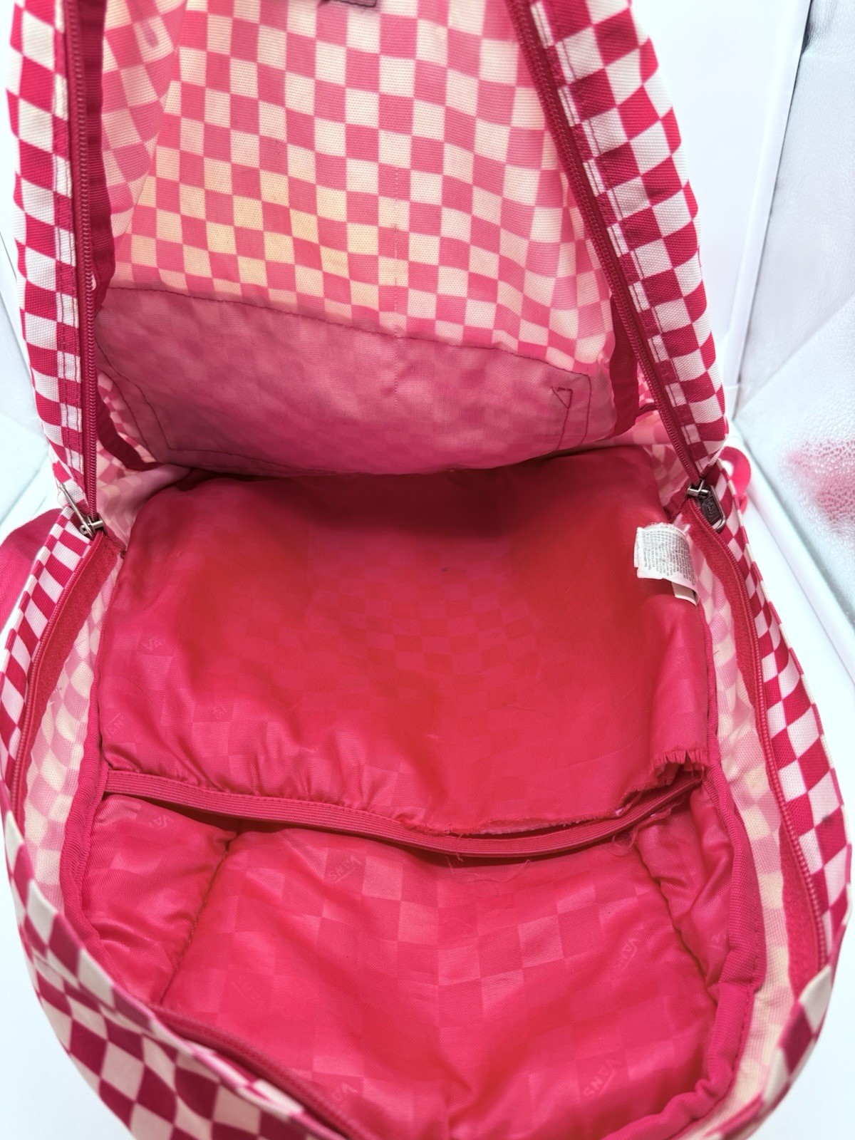 VANS OFF THE WALL Backpack Red White Check School Bag ( See Pictures)