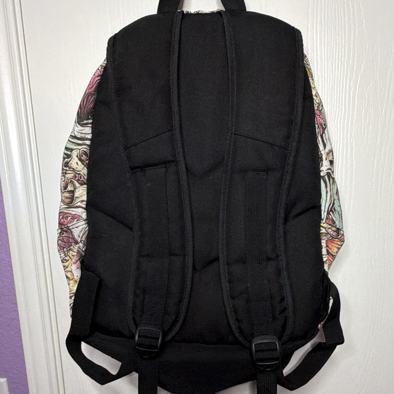 Hot Topic 2012 Iron Fist Shark Bits Nylon Canvas Backpack Zip Padded VERY RARE