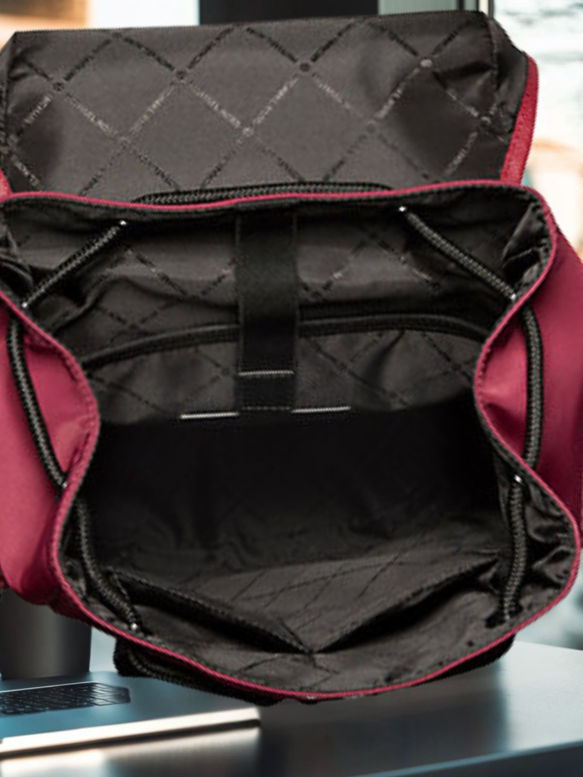 Michael Kors Cooper Men Signature Logo and Nylon Pocket Travel Backpack Cherry