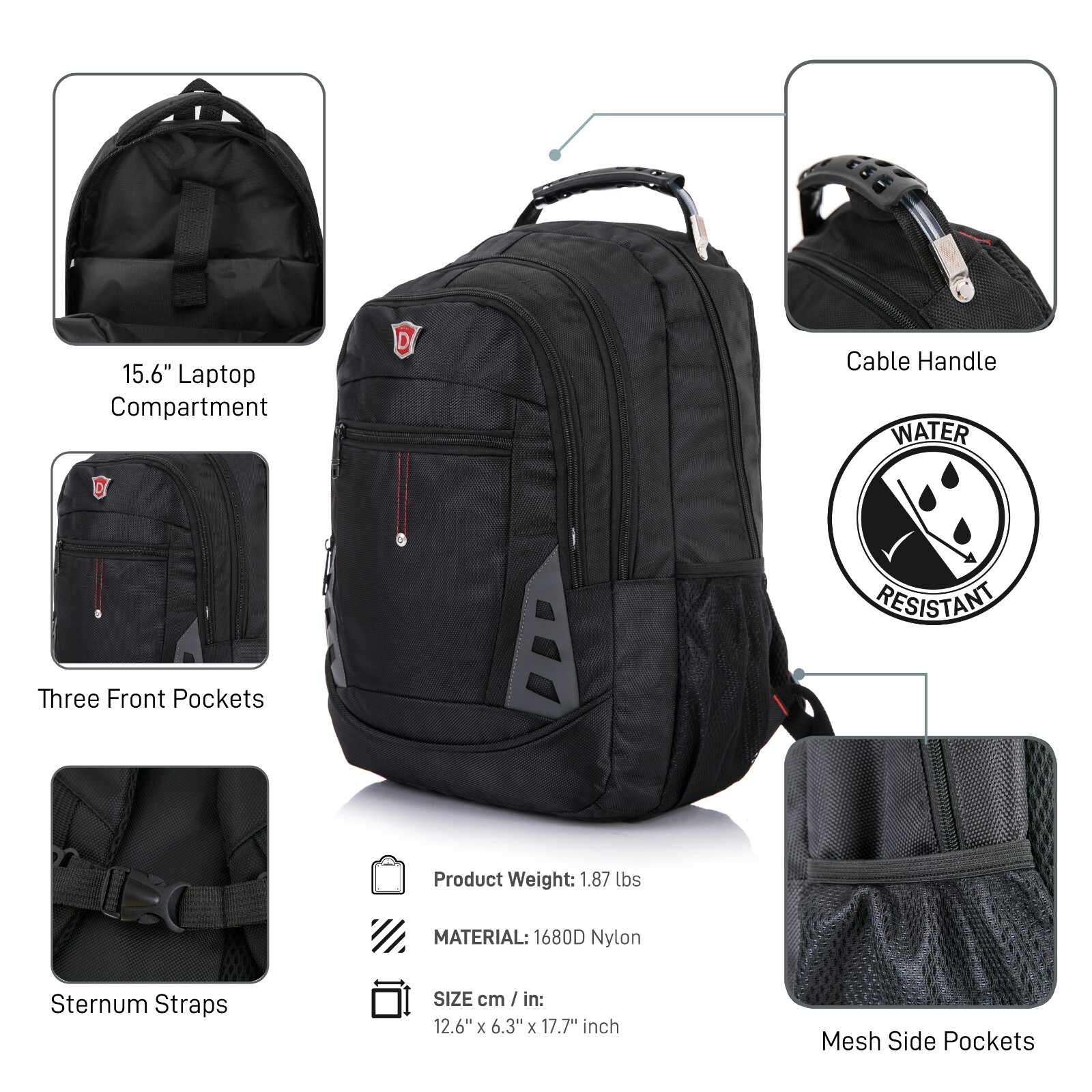 DUKAP PRECISION 15.6 Inch Executive Laptop Backpack Travel Bag with Padded