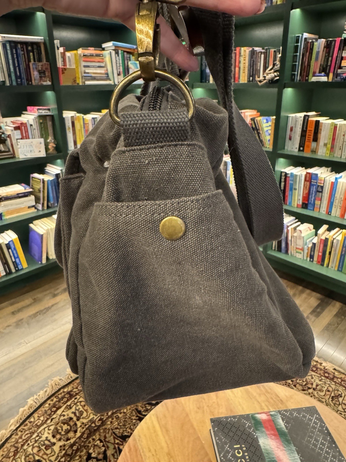 Muchuan Canvas Messenger Duffel Bag Gray Travel Tote w/ Pockets 24x14x7