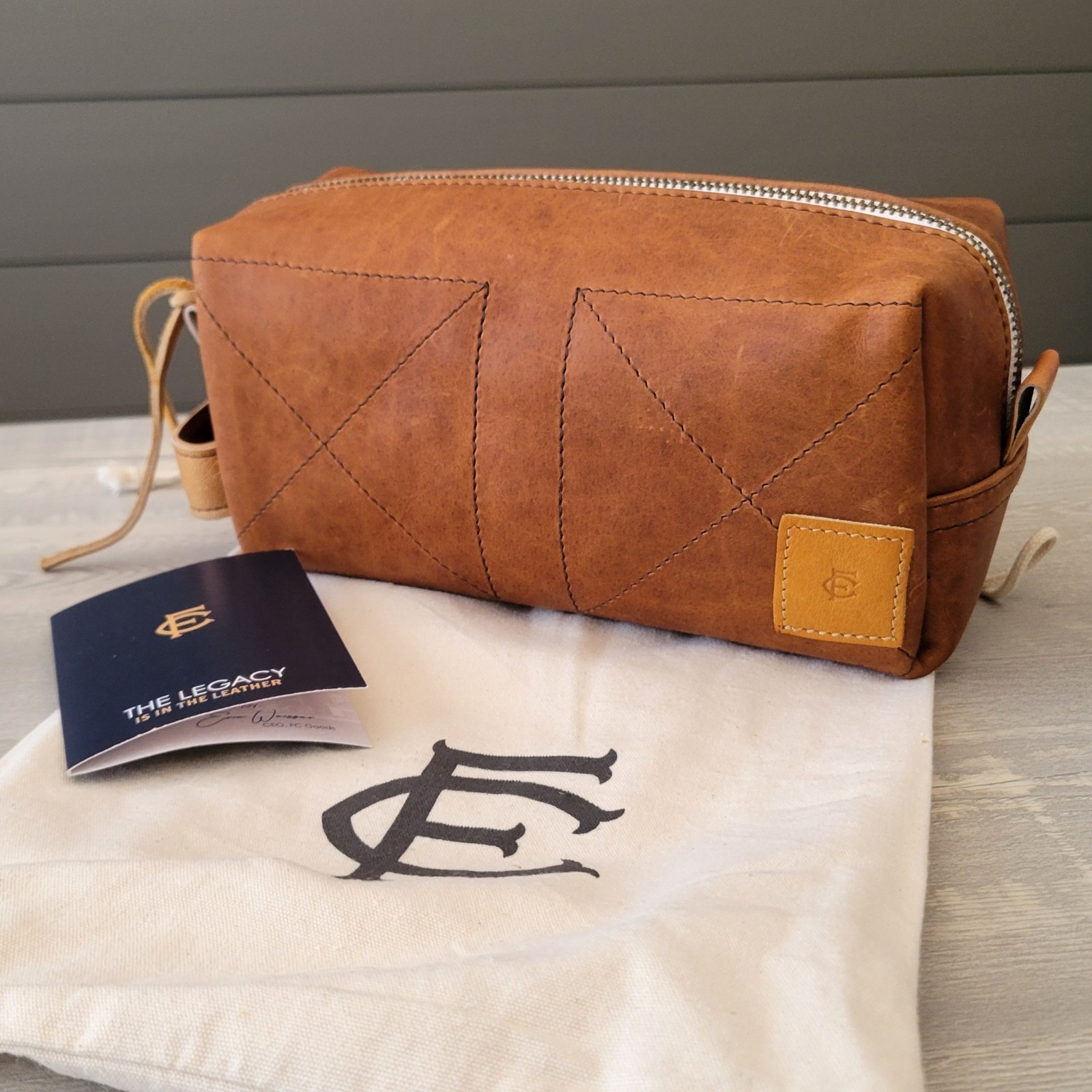 FC Goods Leather Toiletry Travel Bag Brown Vintage Baseball Glove Leather NWT