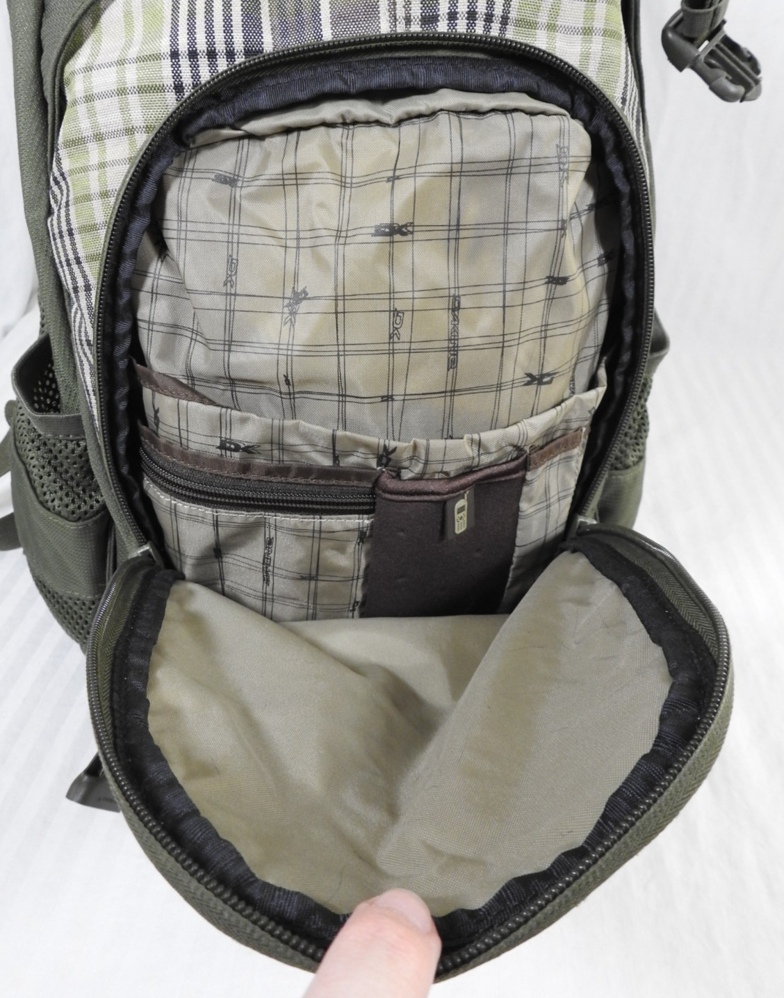 Dakine Olive Green & Tan Plaid Explorer Pack Laptop Backpack. #8130-050-27