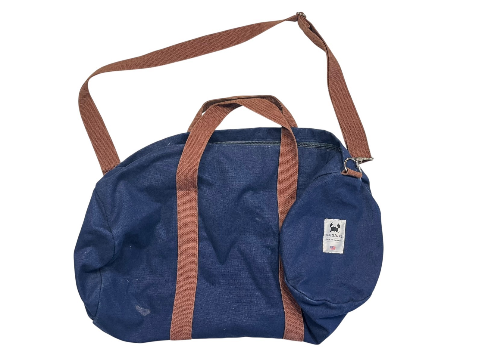 BLUE CLAW x USA MADE Blue/Brown CANVAS DUFFLE BAG Travel Gym Camping Hike Gear