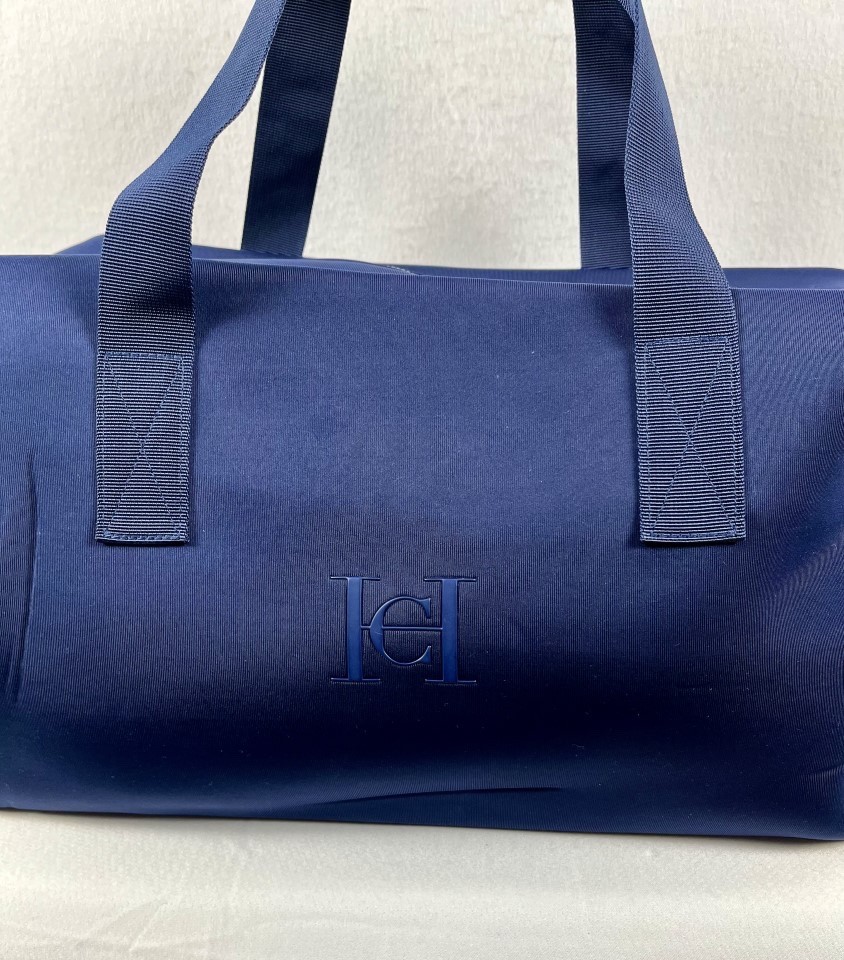 Carolina Herrera BAD BOY Duffel Bag Navy Blue Weekender Travel Gym Unisex
