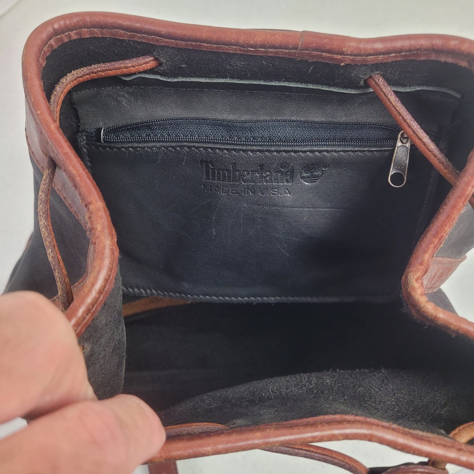Vintage Timberland Nubuck Leather Backpack Two Tone Rucksack Made in USA
