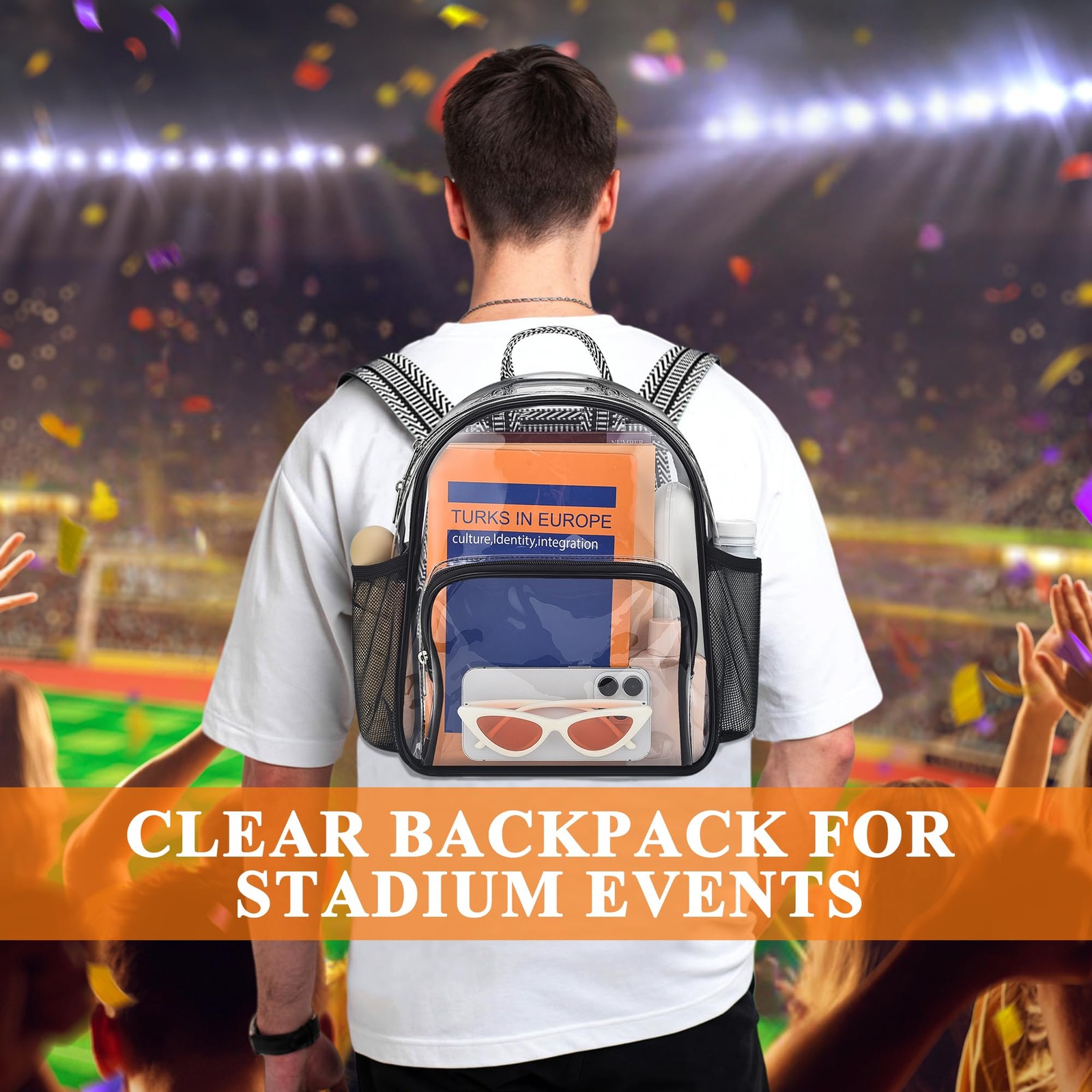Clear Stadium Bag 12x12x6 Stadium Approved Clear Backpack for Concerts Events