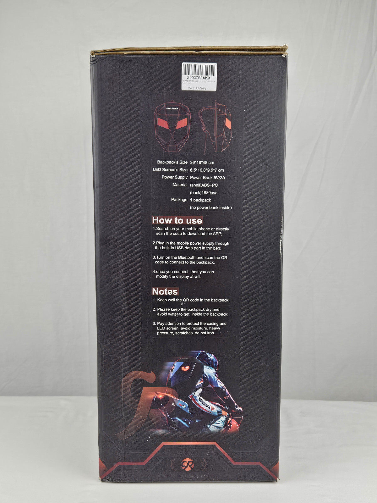 Crelander LED Knight Laptop Bag Motorcycle Riding Backpack Hard Shell Waterproof