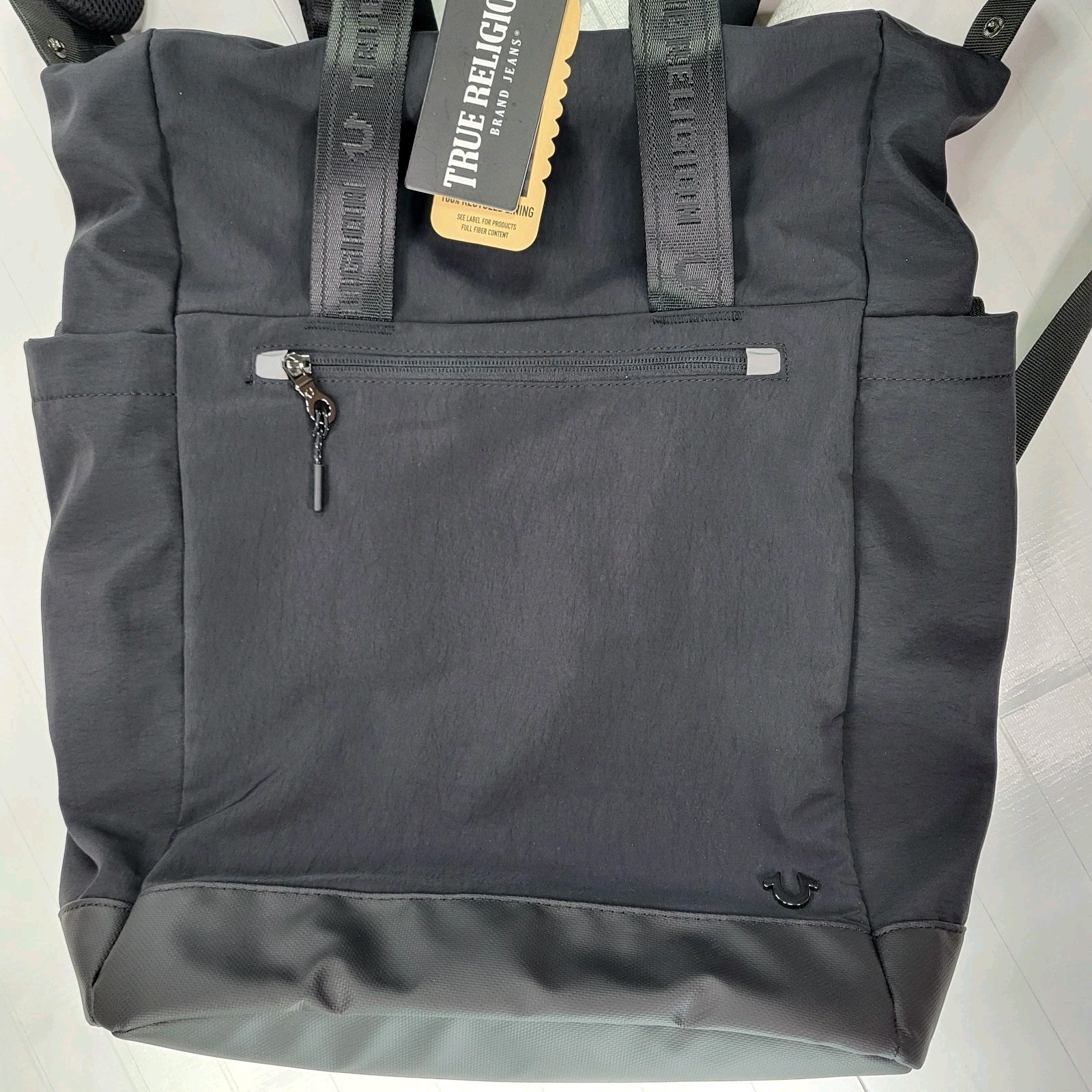 True Religion Black Lightweight Backpack New with Tags Mens Bag Handle Authentic