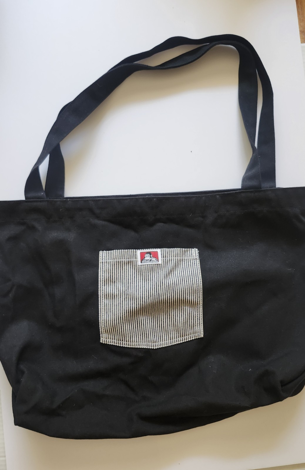 Ben Davis Unisex Tote Bag 100% Cotton Canvas Fabric Stripe Pocket Bag