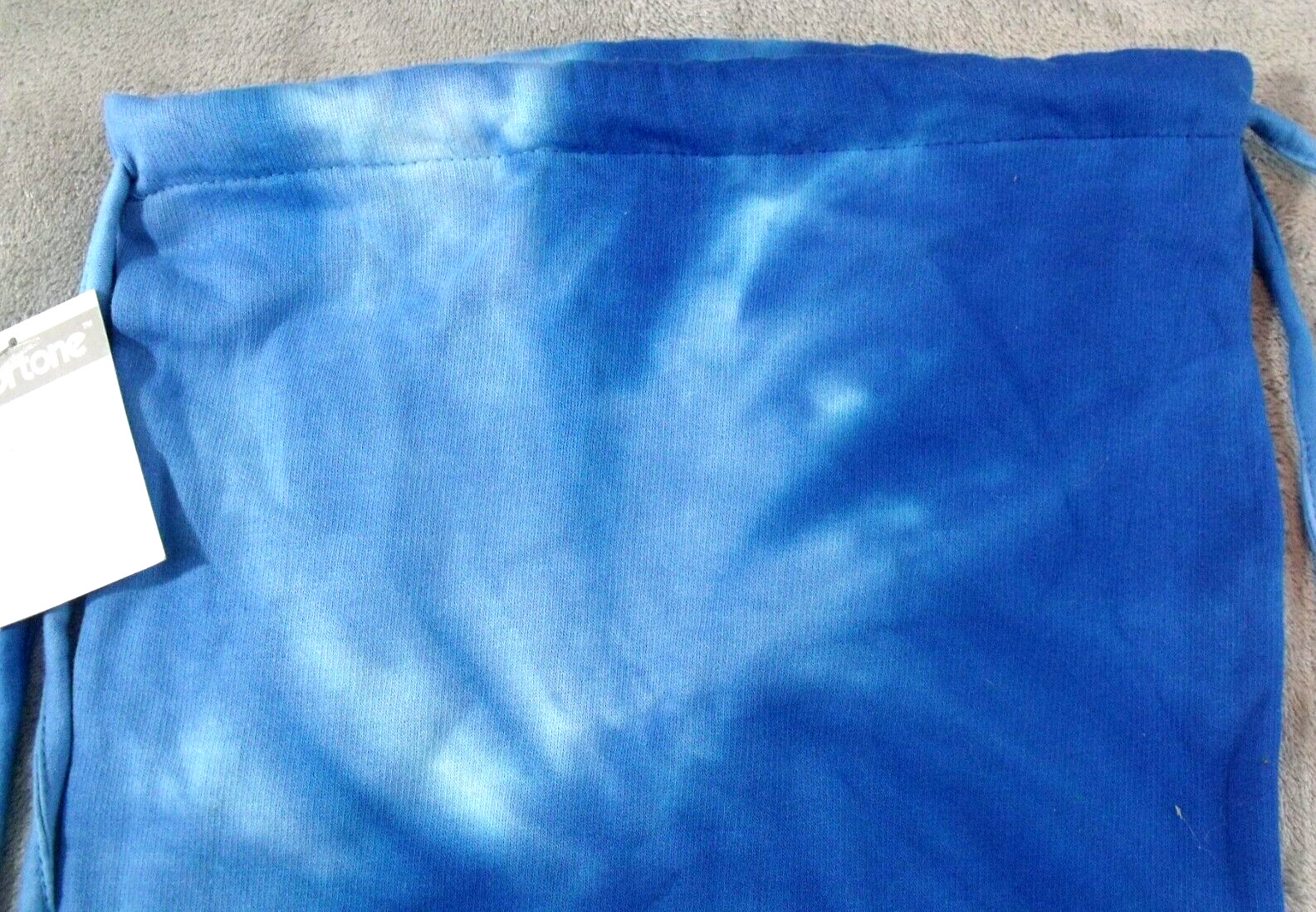 Colortone Tie-Dyed Blue Cotton Polyester Fleece Drawstring Backpack 14.5×18 in