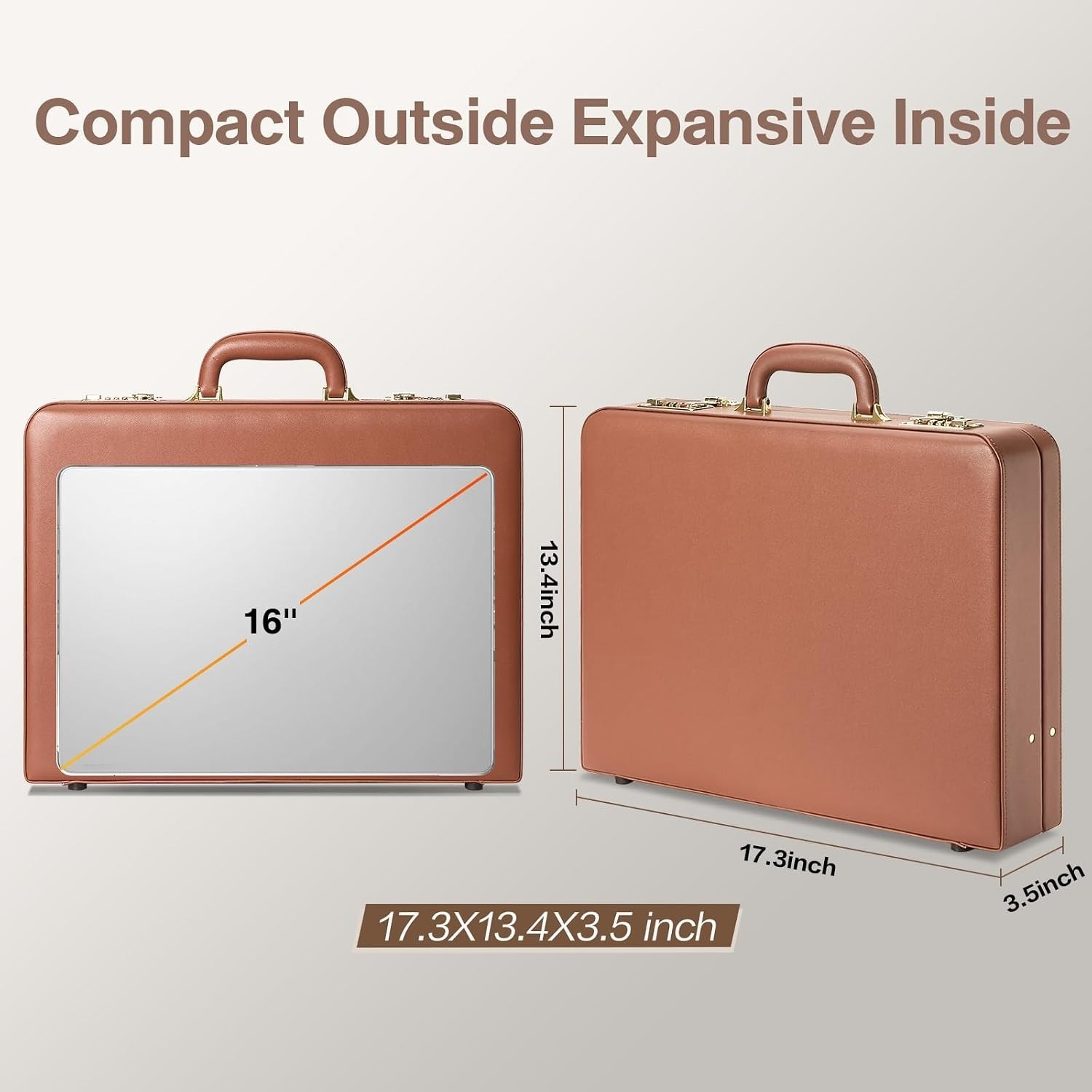 LOCKCURX Briefcase for Men; Anti-Theft Longwave Lock w/ 16 In Laptop Compartment