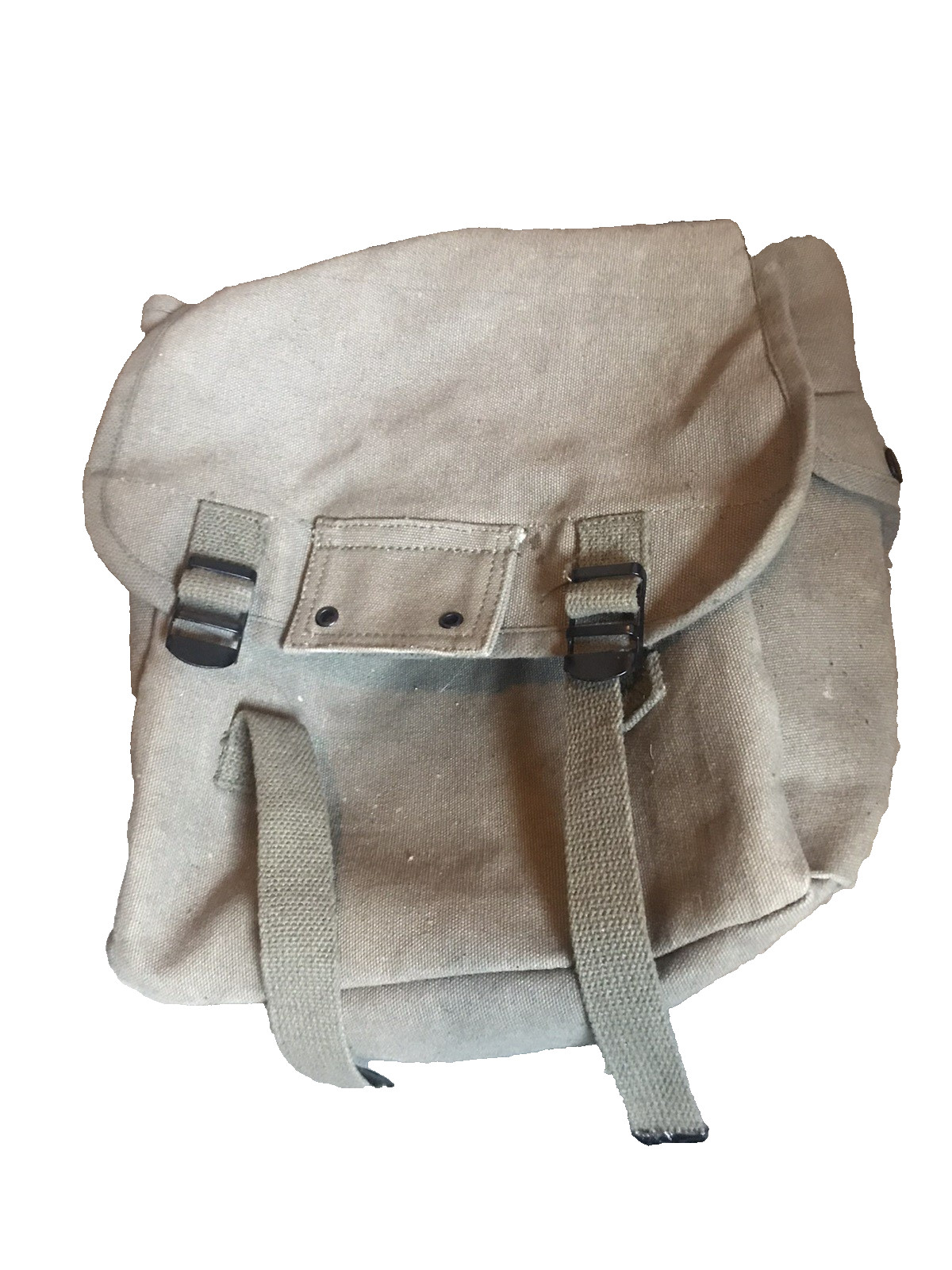 Vintage Military Canvas Backpack Rucksack Olive Drab Field Pack 12x10x5 in