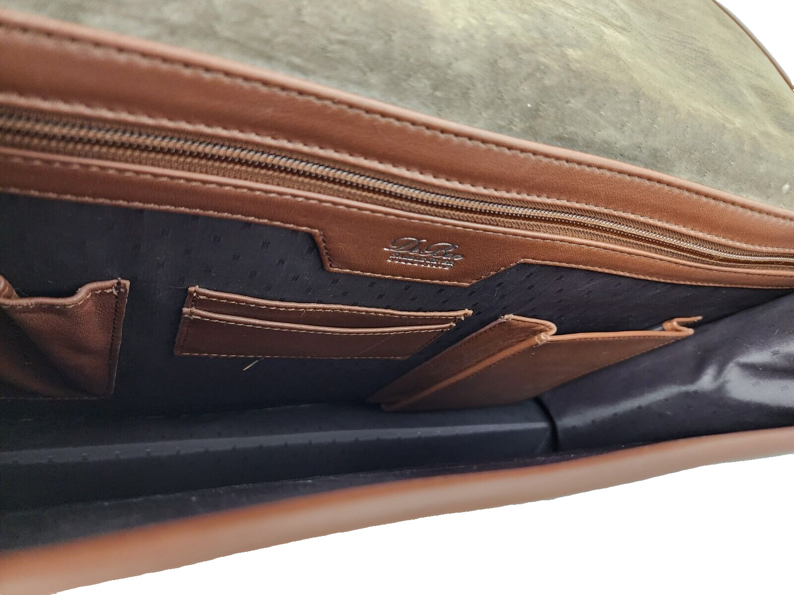 DeBon Saddle River Collection Leather Briefcase Messenger Bag With Number Lock
