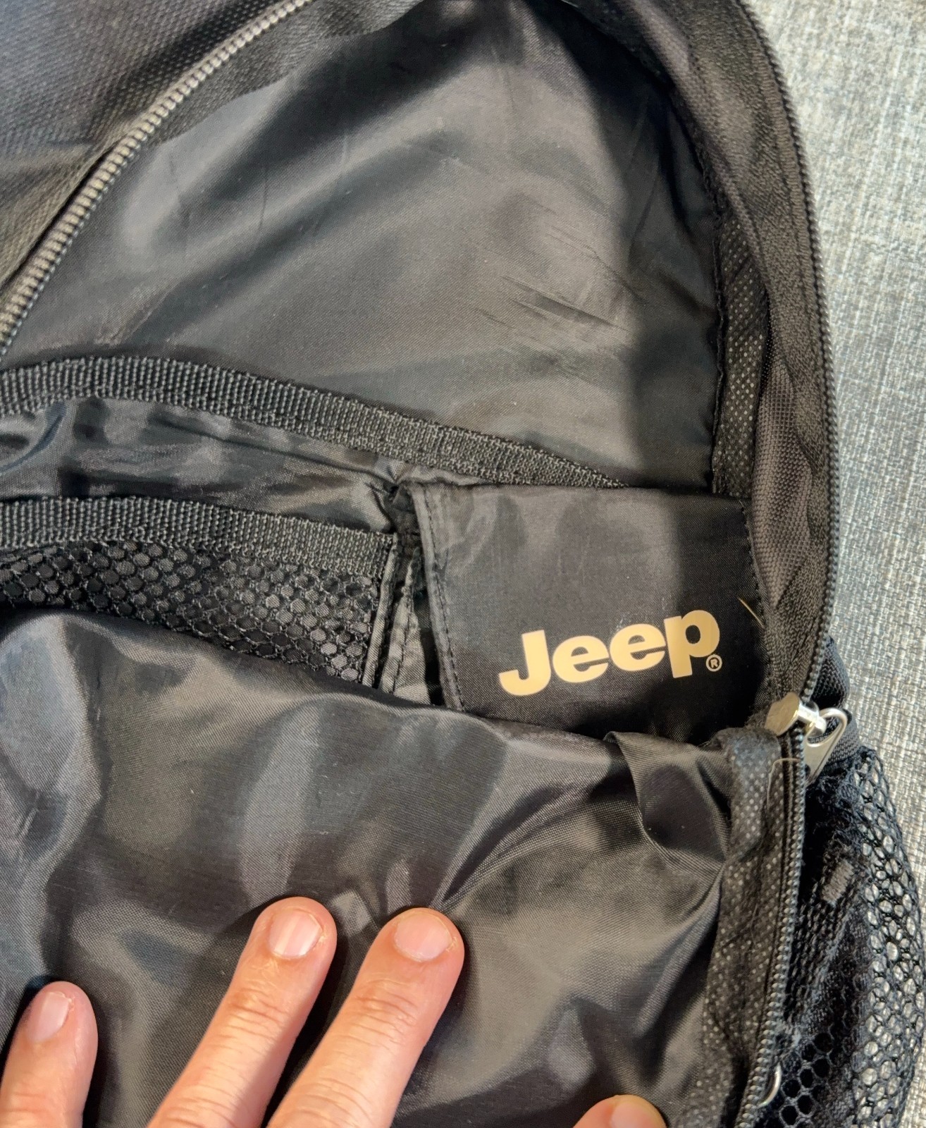 Jeep Mini Backpack Black Gray Logo Travel Daypack Small Bag Mesh Pockets
