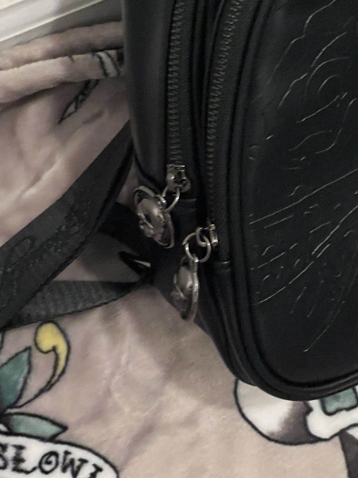 Ed Hardy Black Leather Tiger Print Sling/crossbody Bag NWT