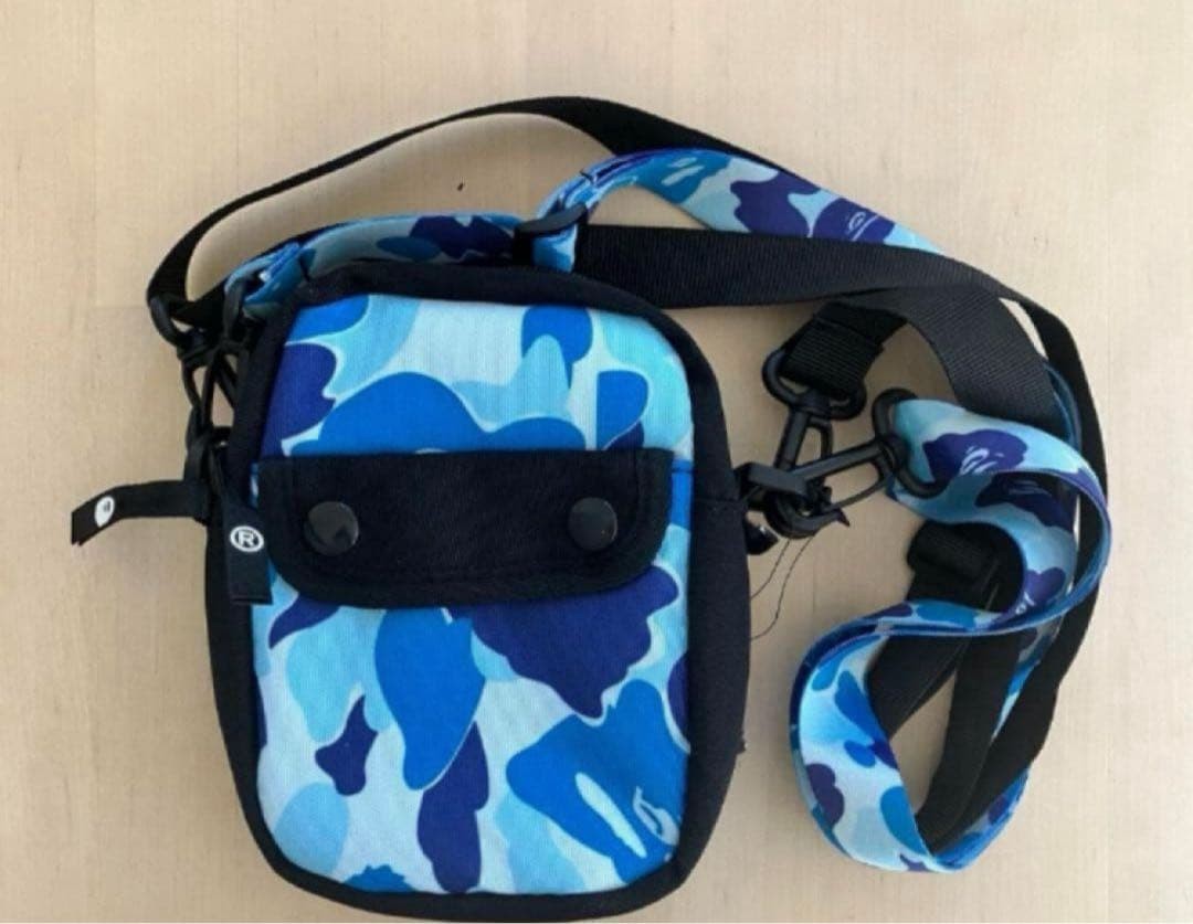 BAPE A Bathing Ape ABC Mini Shoulder Bag Camo Blue 2 Straps W:5.5in H:7in