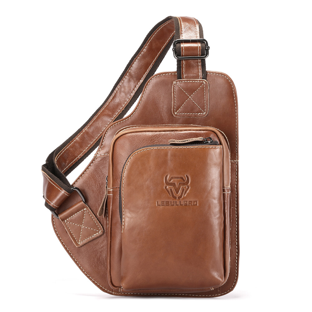 Men’s Chest bag Genuine Leather Sling Backpack Shoulder Bag,Crossbody Bag Travel